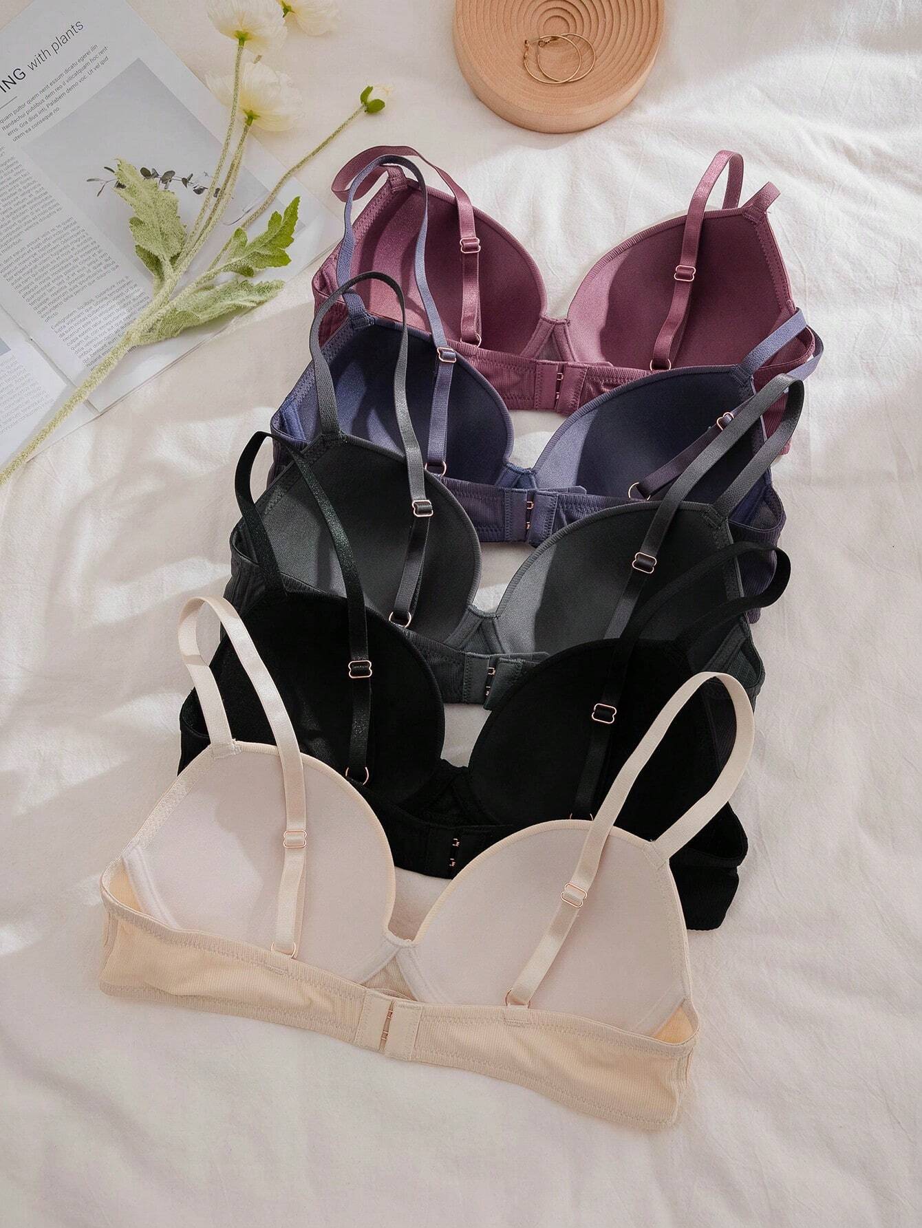 Underwear&amp;Sleepwear Basics 5pcs Solid Underwire Bra