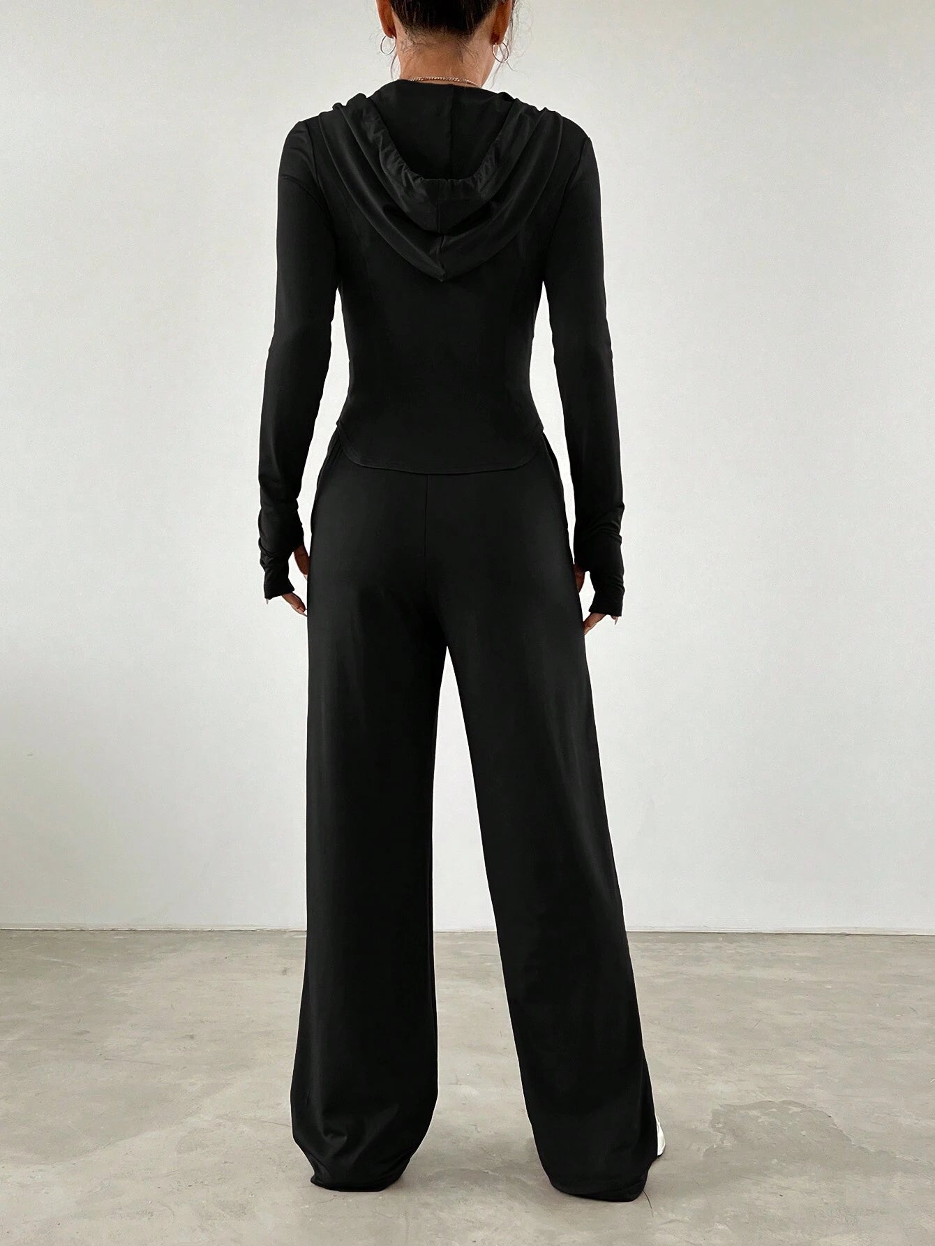 EZwear Tight-Fitting Zipper Hoodie And Straight Pants Casual Sports Suit