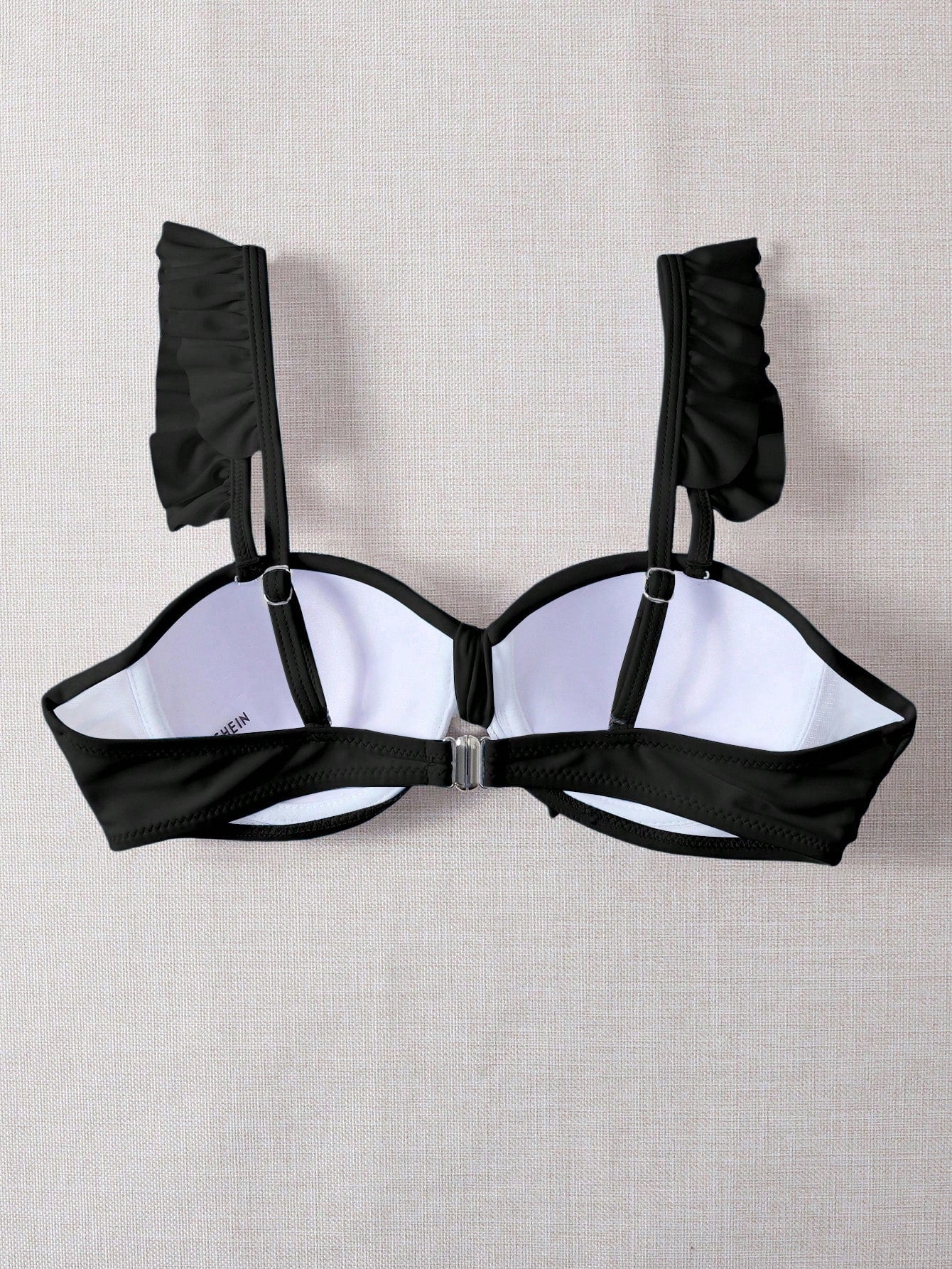 SHEIN Swim Mod Knot Front Ruffle Push Up Bikini Top