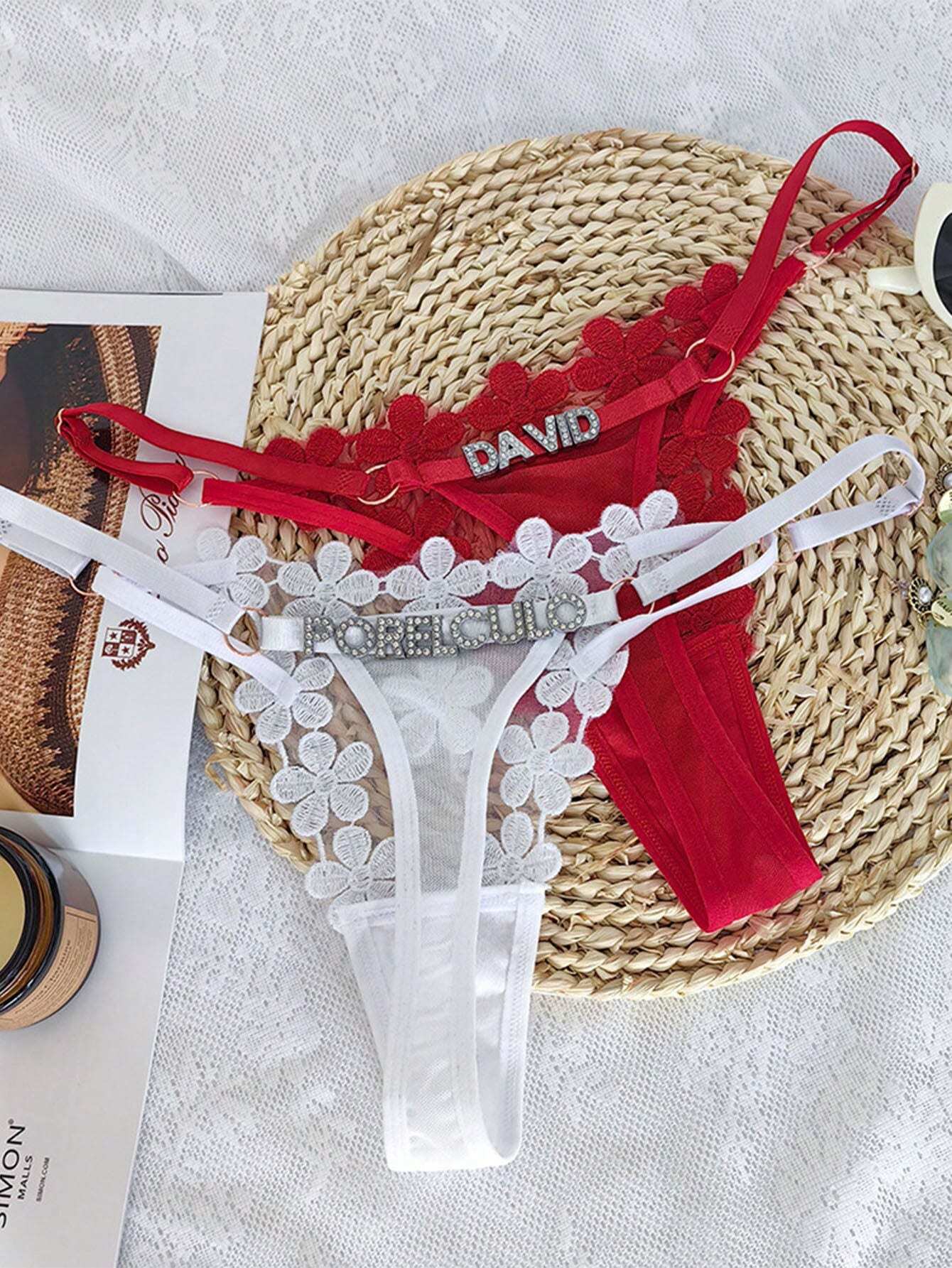 Europe And The United States Custom Underwear Girl Sweet Embroidery Princess Mesh Thong