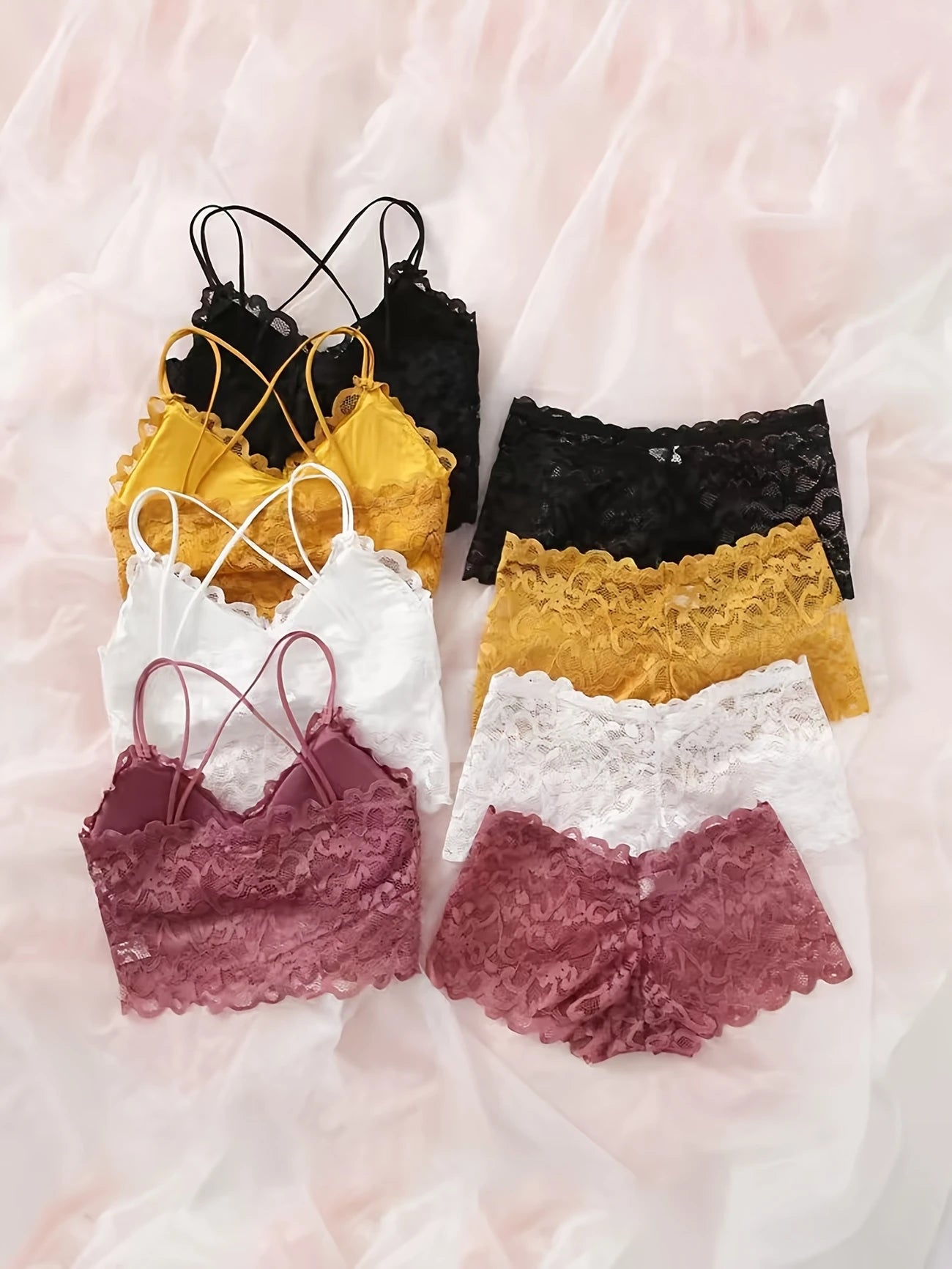 4pcs Set Sexy Comfortable Fashion Casual Lace Women's Underwear Set