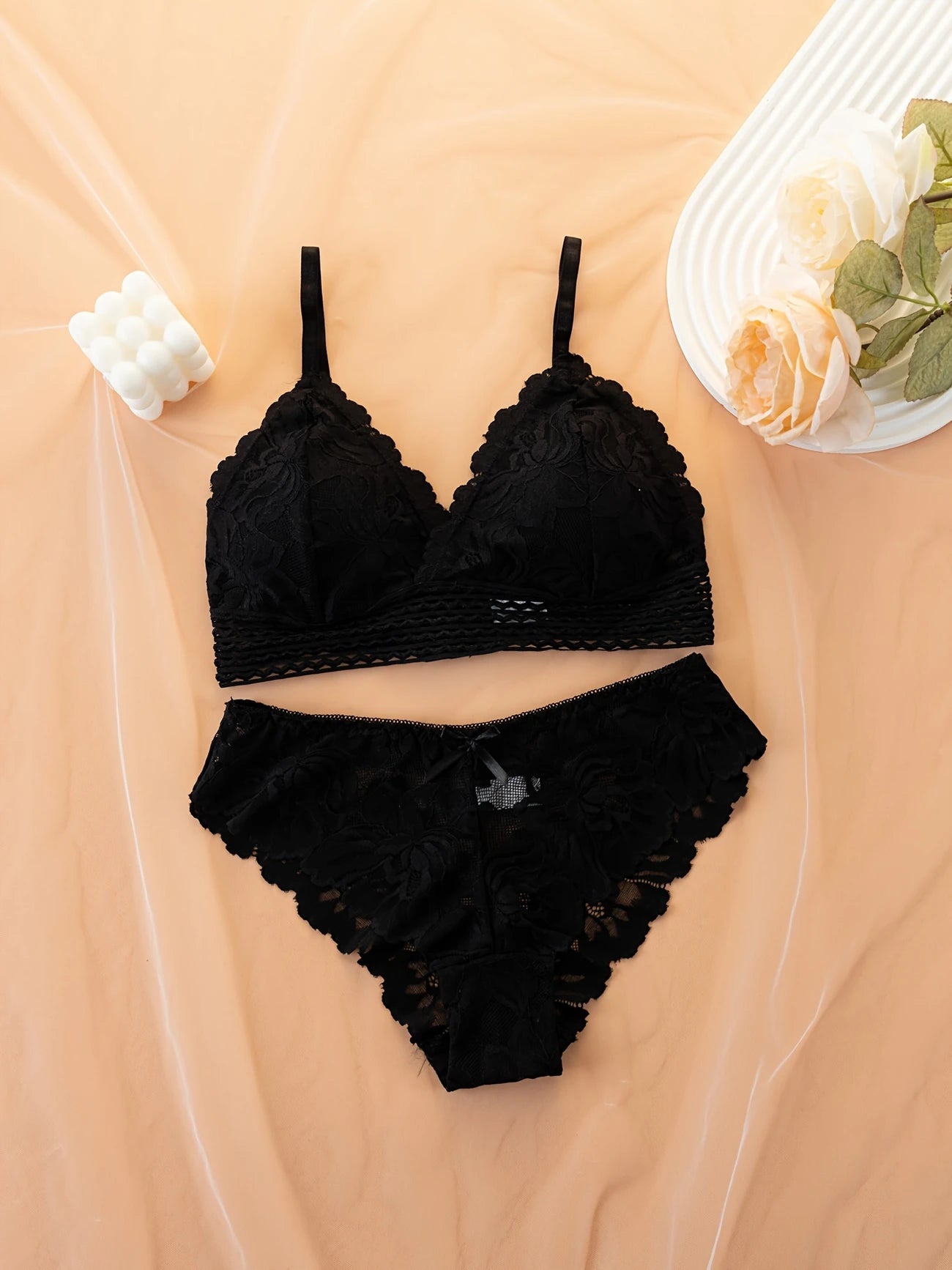 3 Set Solid Lace Elegant Bra & Panty