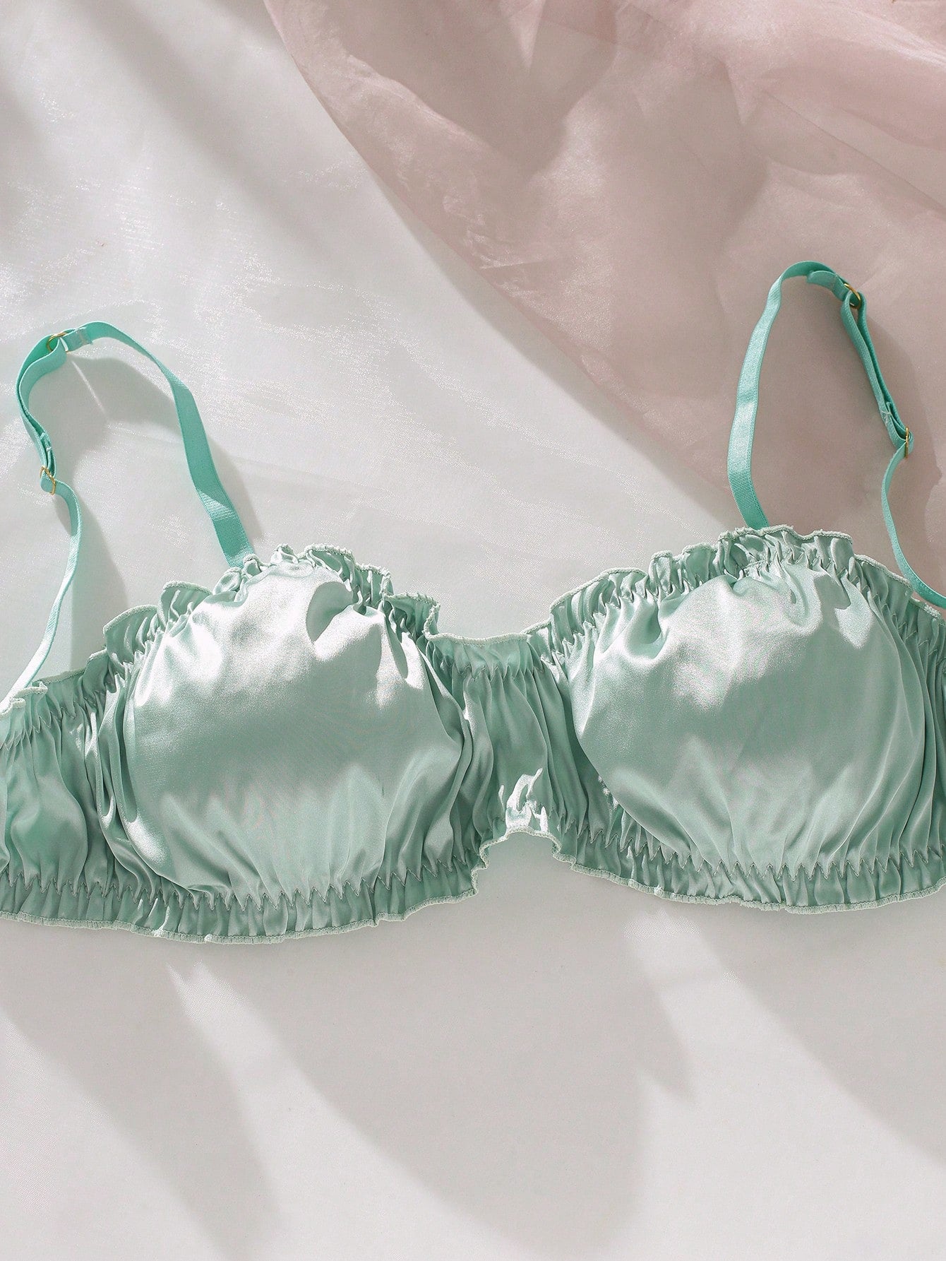 Frill Trim Satin Lingerie Set