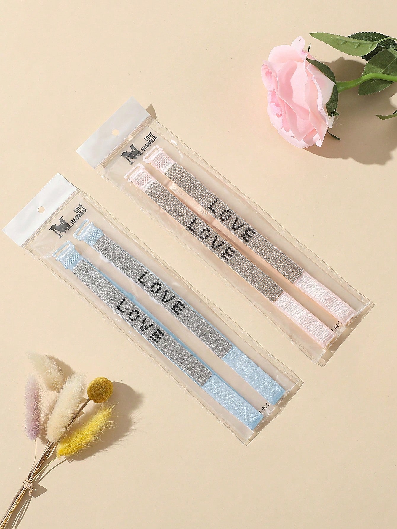 2pairs Rhinestone Letter Bra Strap