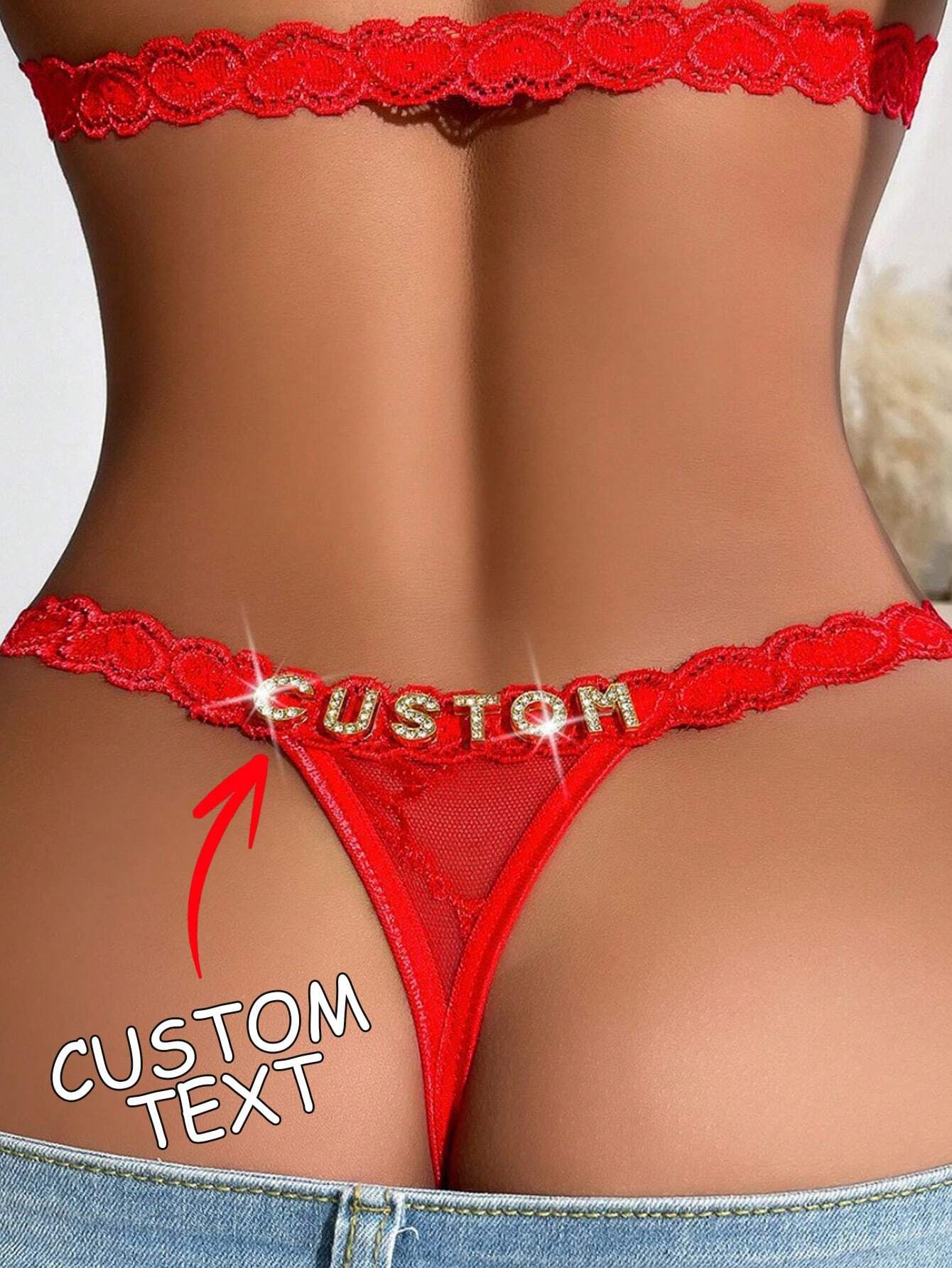 Customized Lace See-Through T-String Set