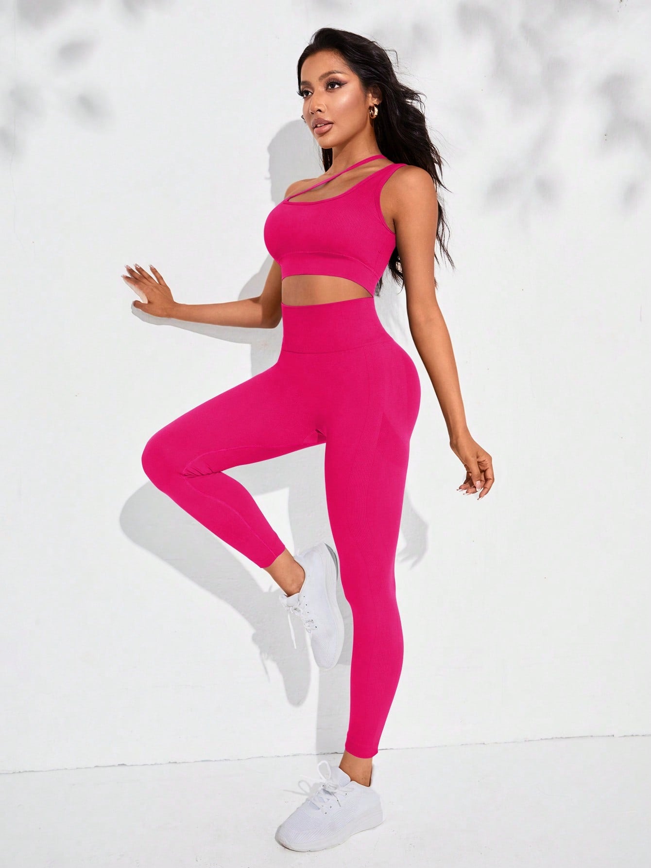 Yoga Sxy One Shoulder Ribbed Knit Sports Set