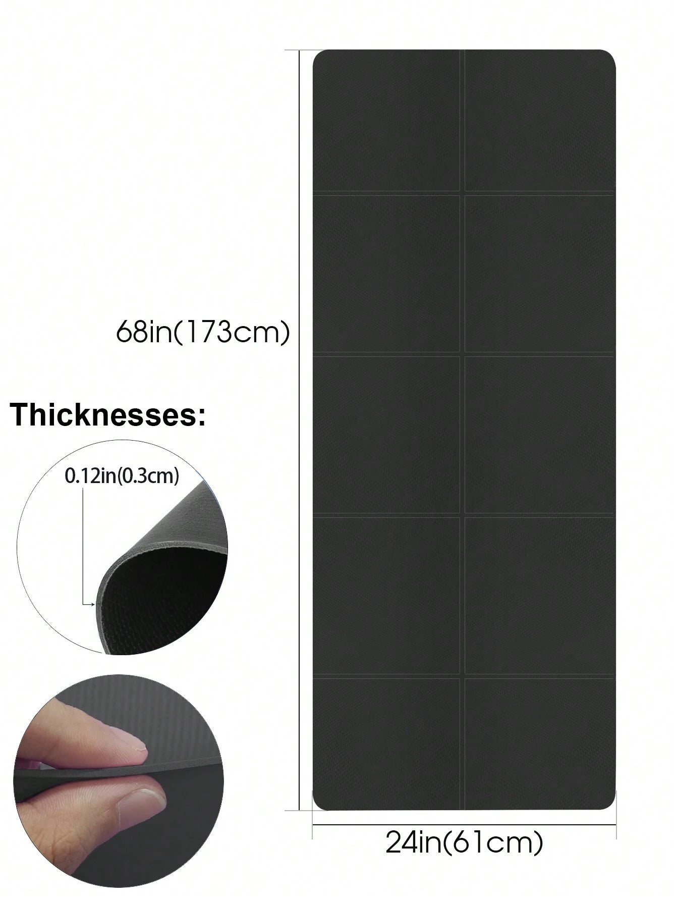 1pc 173*61*0.3cm Eva Yoga Mat For Beginners, Fitness Mat, Dance, Anti-skid Exercise Pad