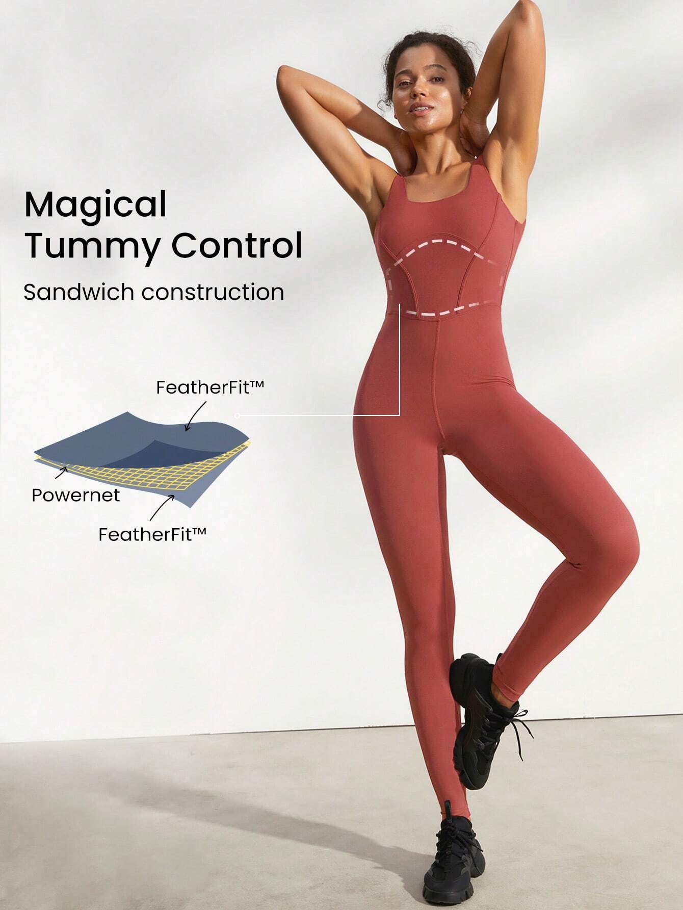 GLOWMODE 25" FeatherFit™ Tummy Control Gym Bodysuit
