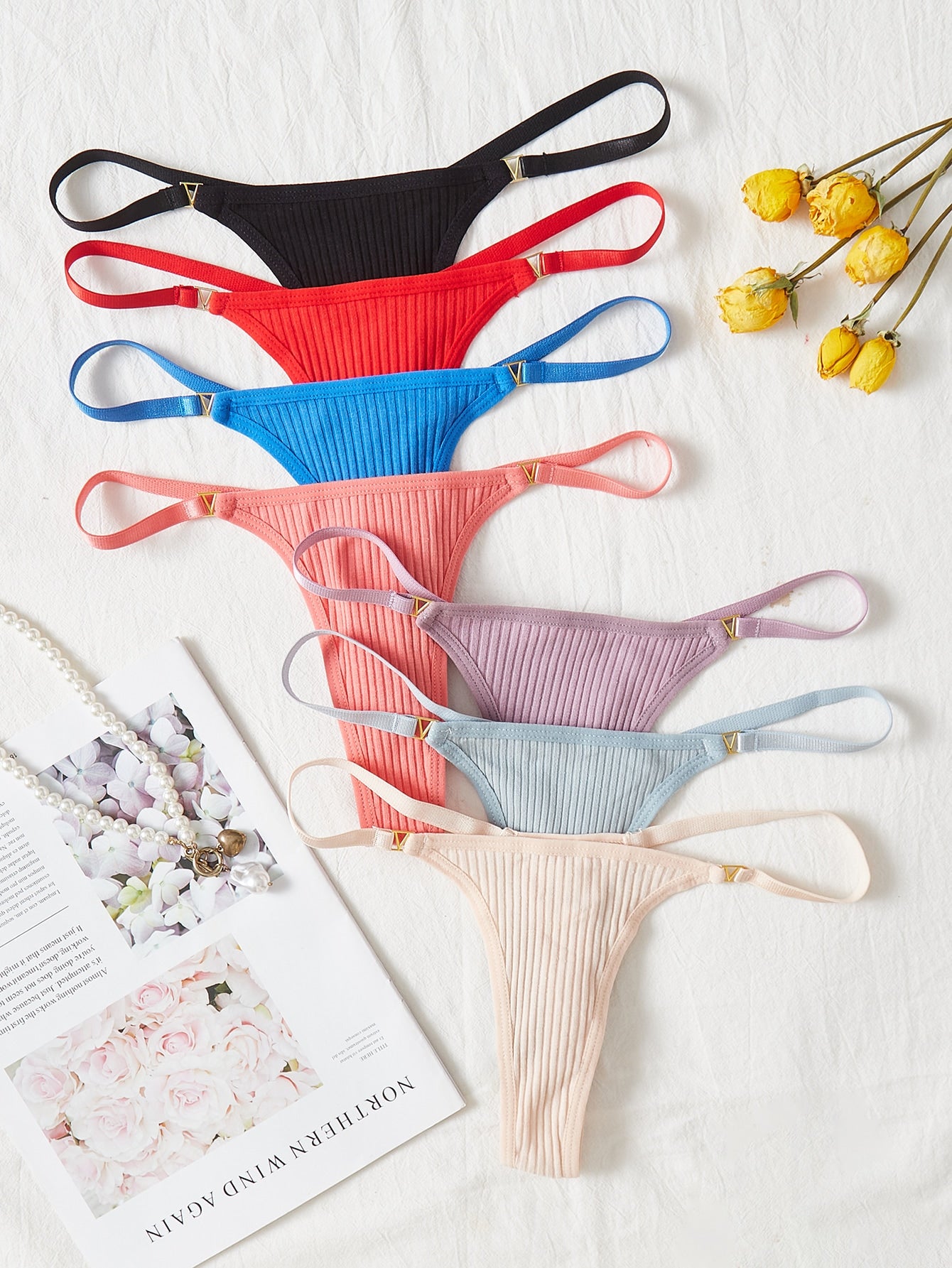 7pack Ribbed Knit Thong