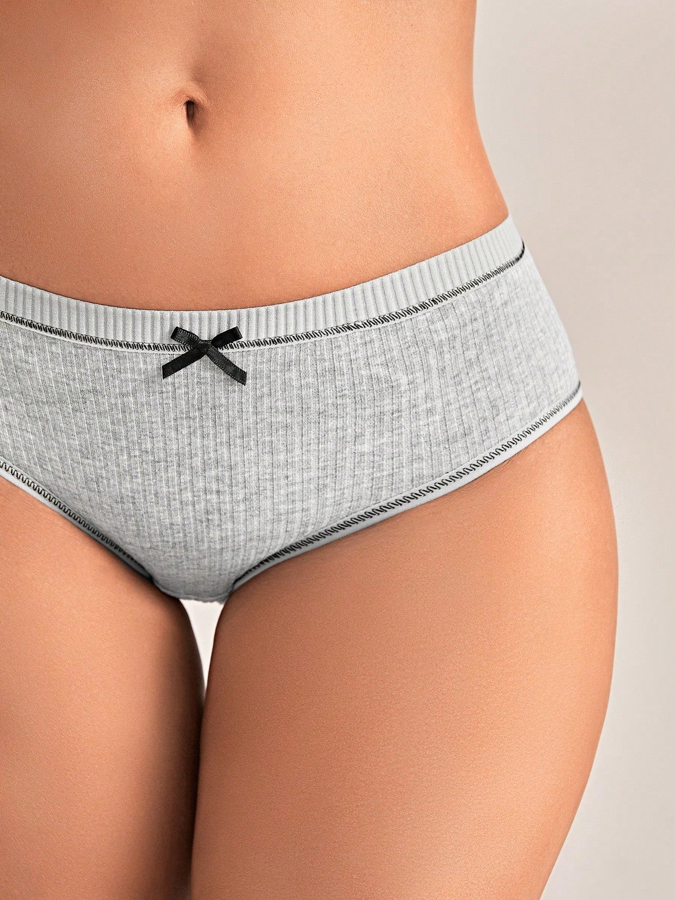 3pack Rib Contrast Binding Panty Set