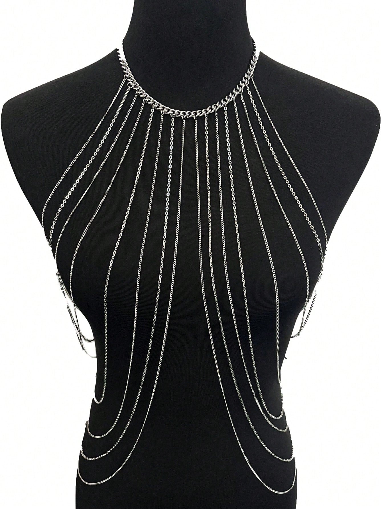 Minimalist Layered Body Chain One size Silver