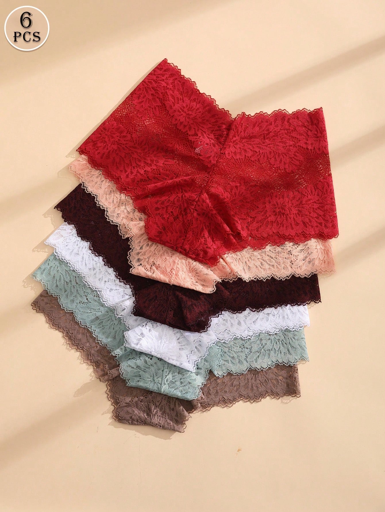 6pcs/Pack Women's Sexy Lace Patchwork Seamless Briefs