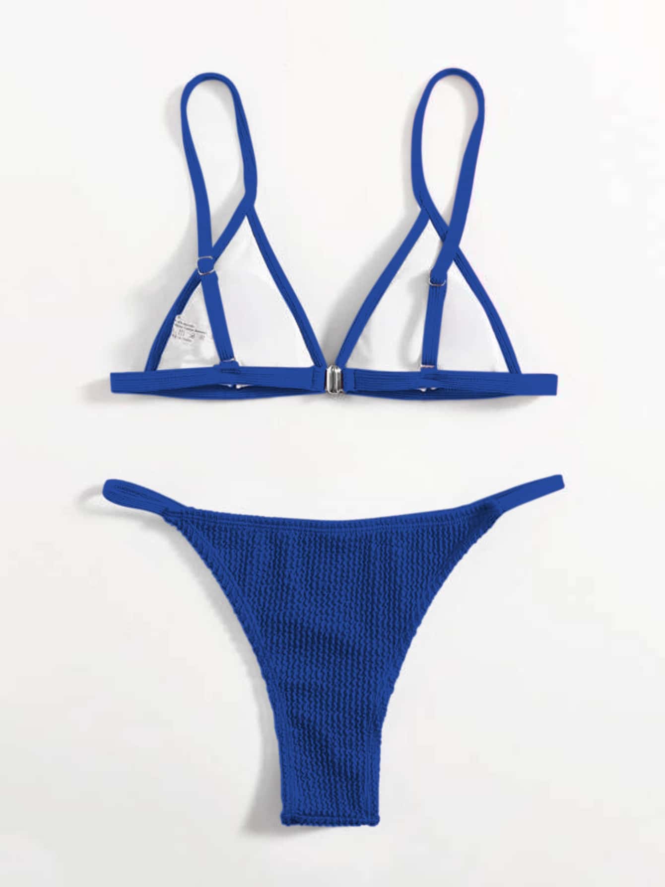 Contrast Binding Triangle Thong Bikini Swimsuit