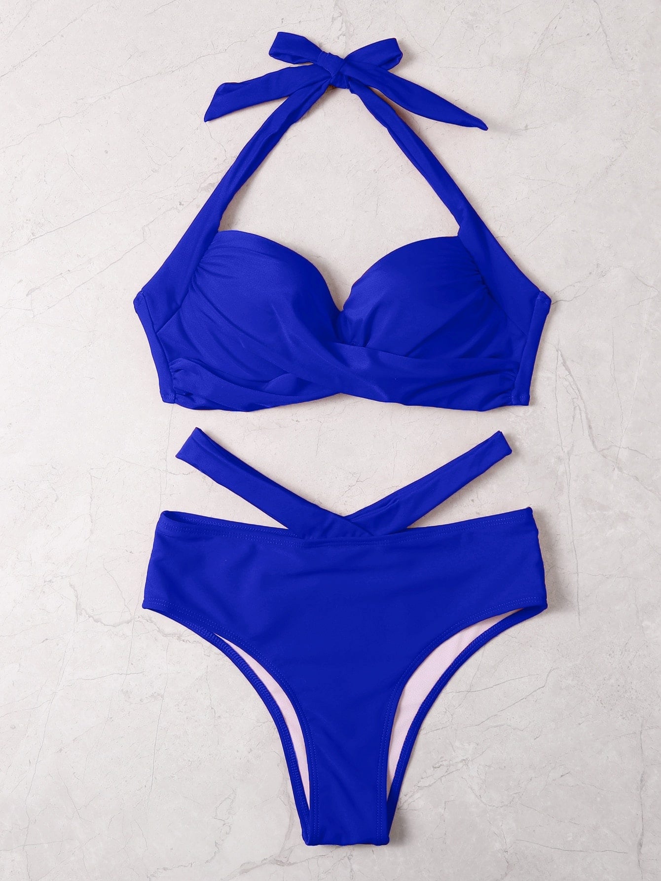 SHEIN Swim Basics Twist Front Push Up Bikini Swimsuit