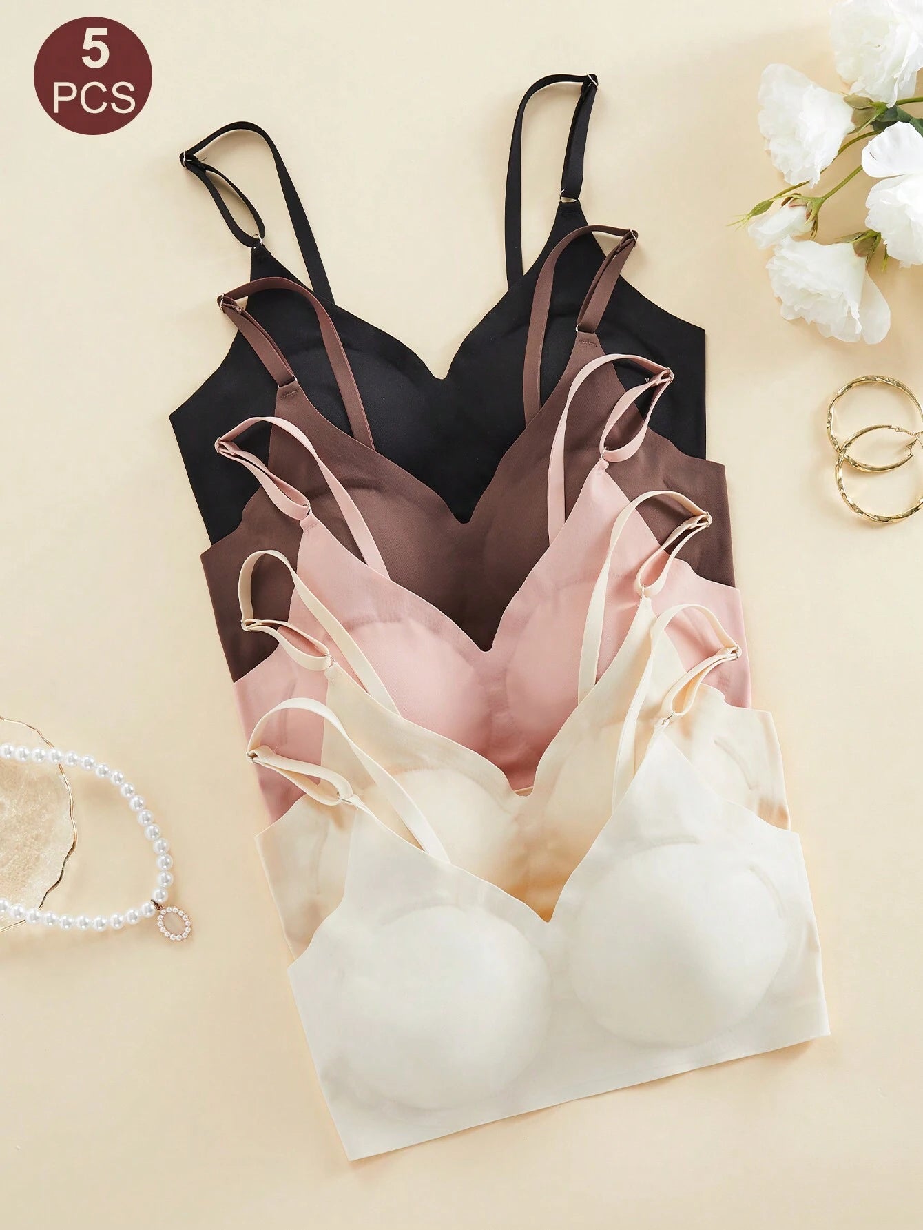 Underwear&amp;Sleepwear Basics Women Wireless Bra (Wire-Free) Bra Set Of 5