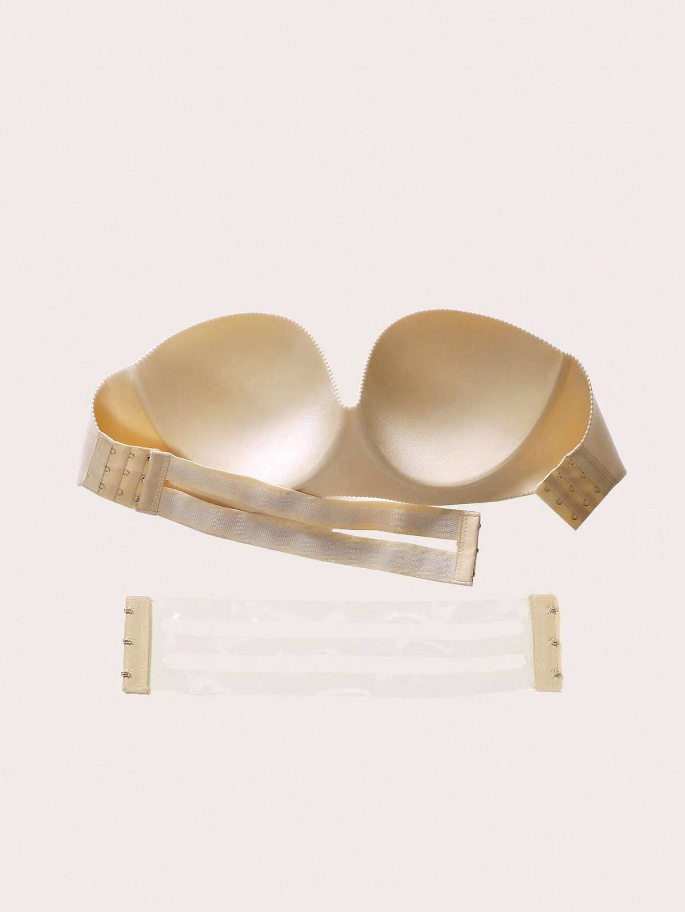 Thin Material Glossy Strapless Bra With Push Up, Slip Resistance, Side Support And Invisible Strap For Wedding Dress