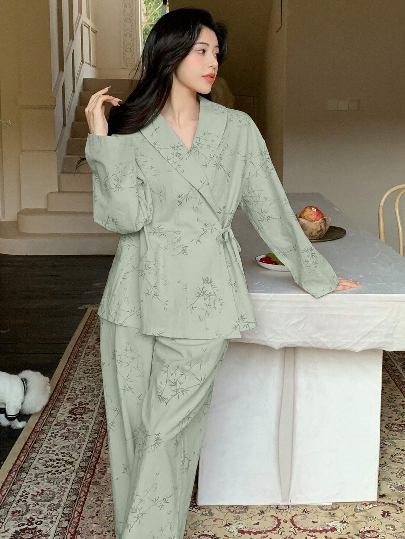 DAZY Women's Botanical Printed Pajama Set