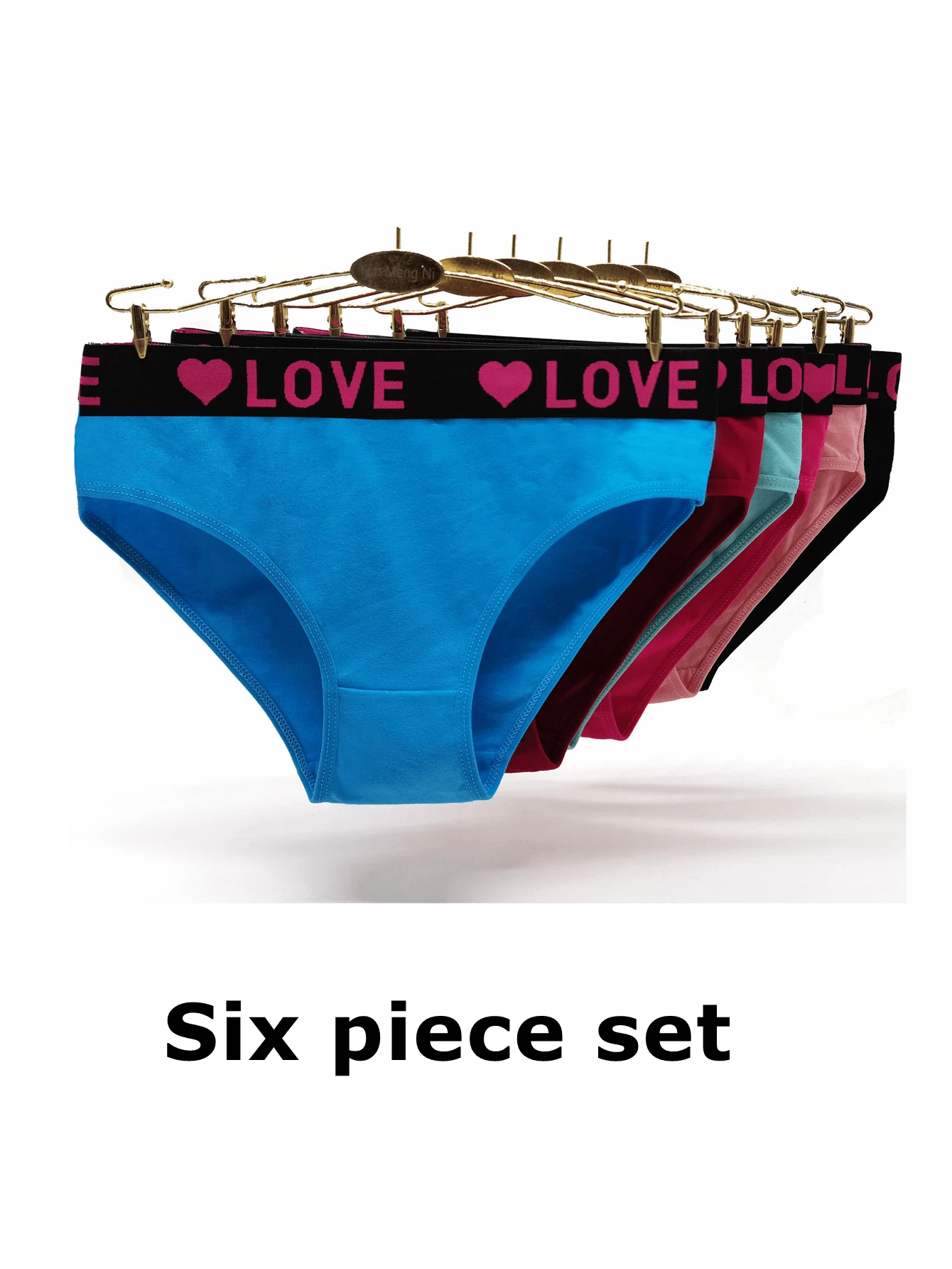 6pcs Fashionable Letter Printed Waistband Ladies Breathable Triangle Underpants