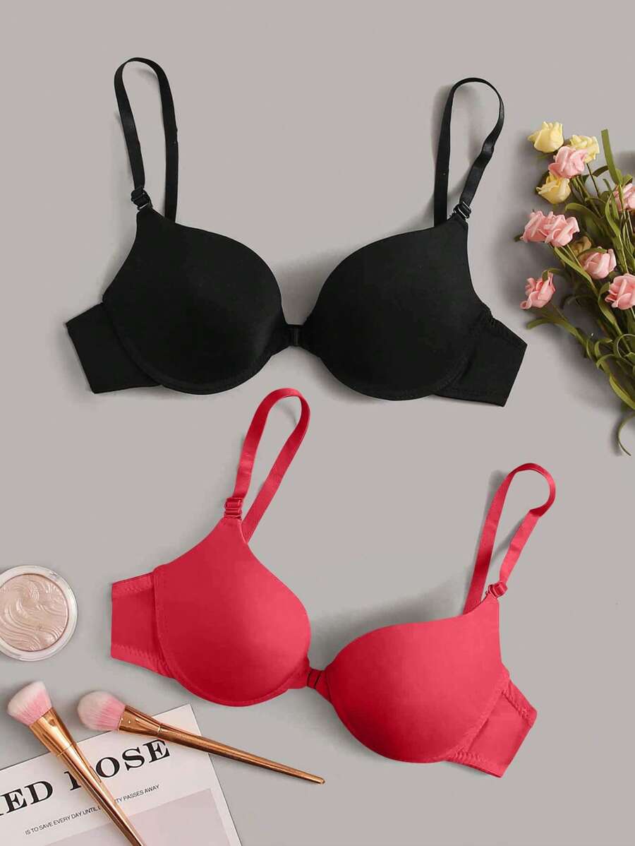 2pack Solid Underwire Bra Set