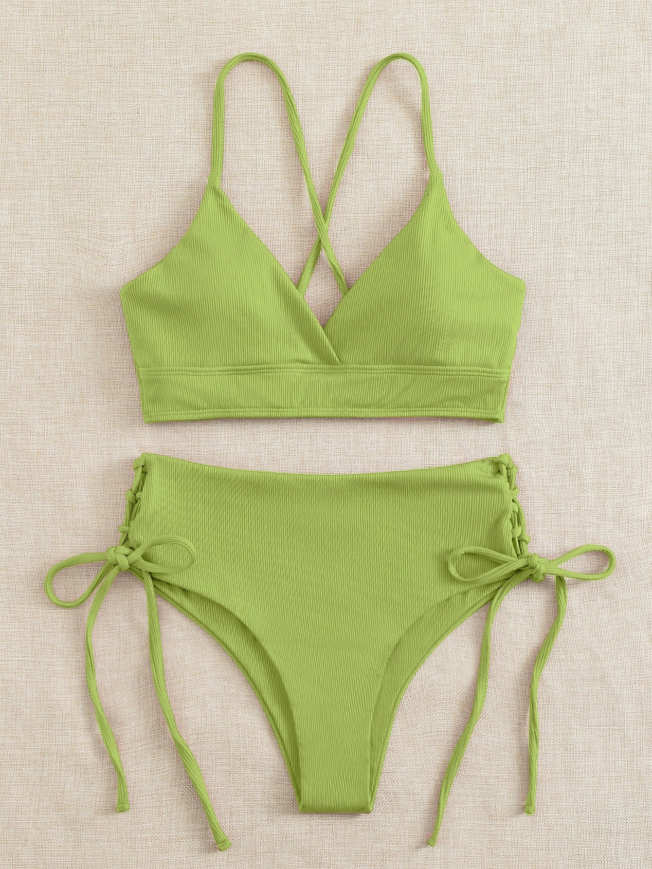 SHEIN Swim Basics Plain Tie Side Bikini Swimsuit