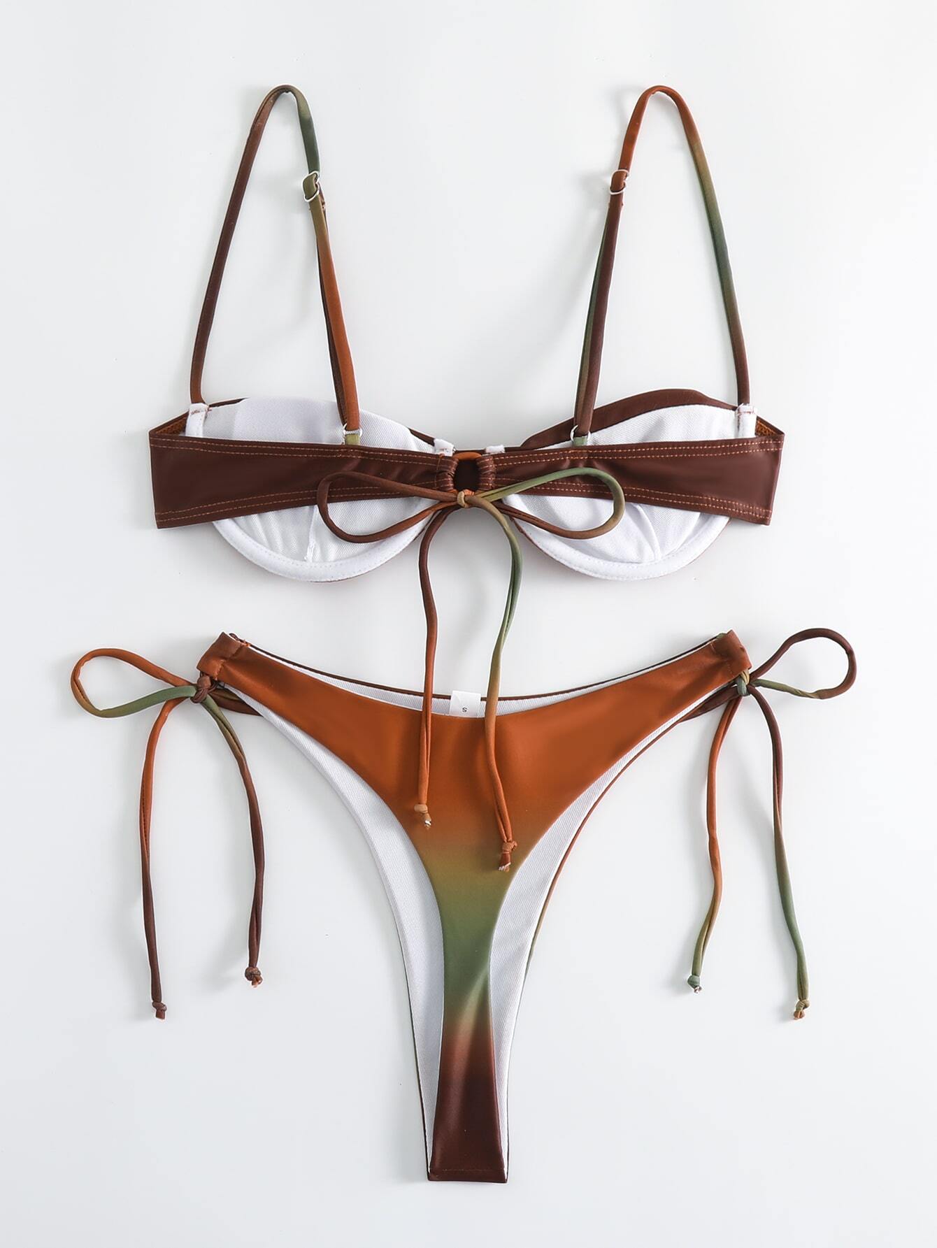 Fashionable And Sexy Ombre Side String Bikini Set