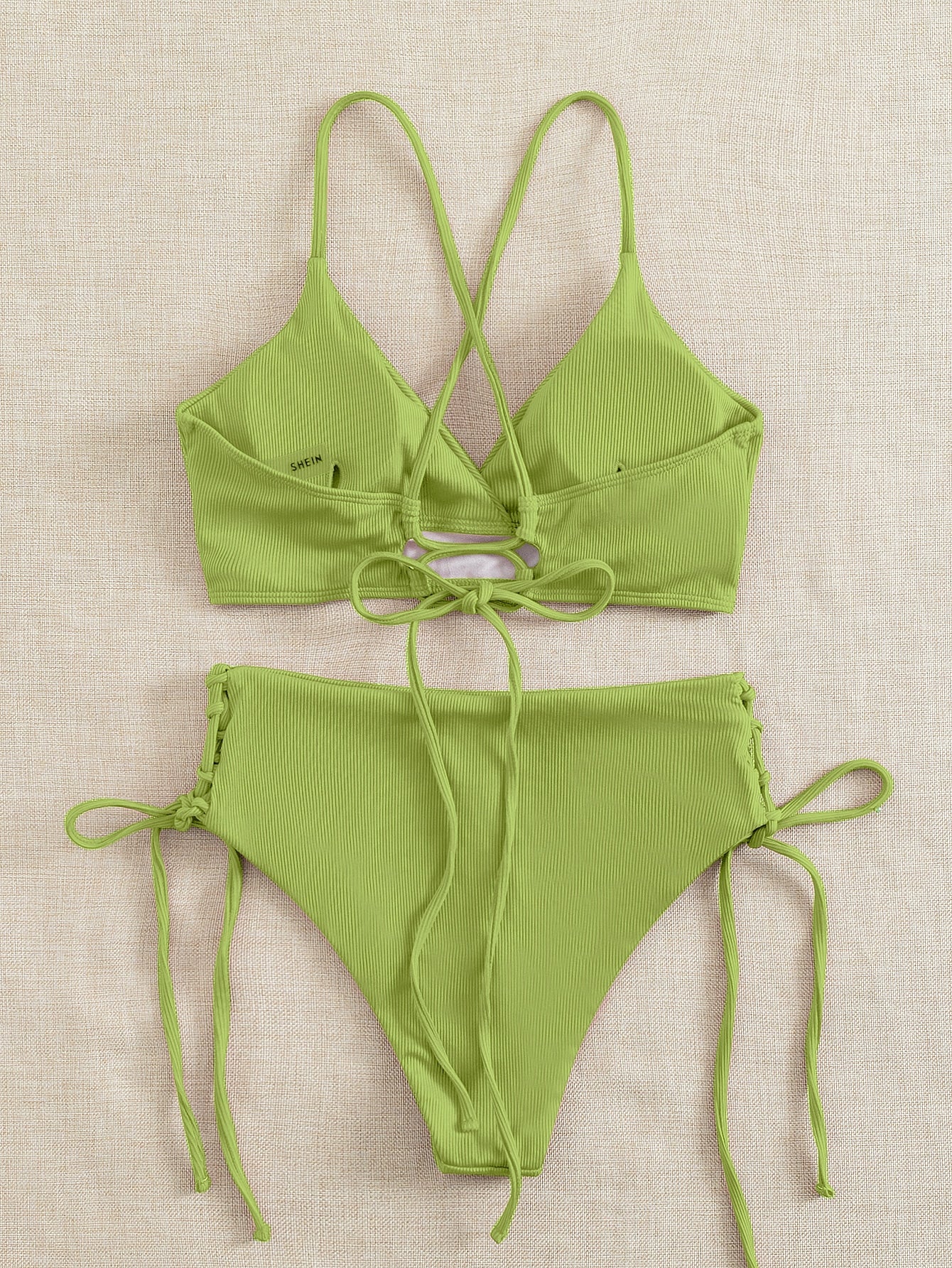 SHEIN Swim Basics Plain Tie Side Bikini Swimsuit