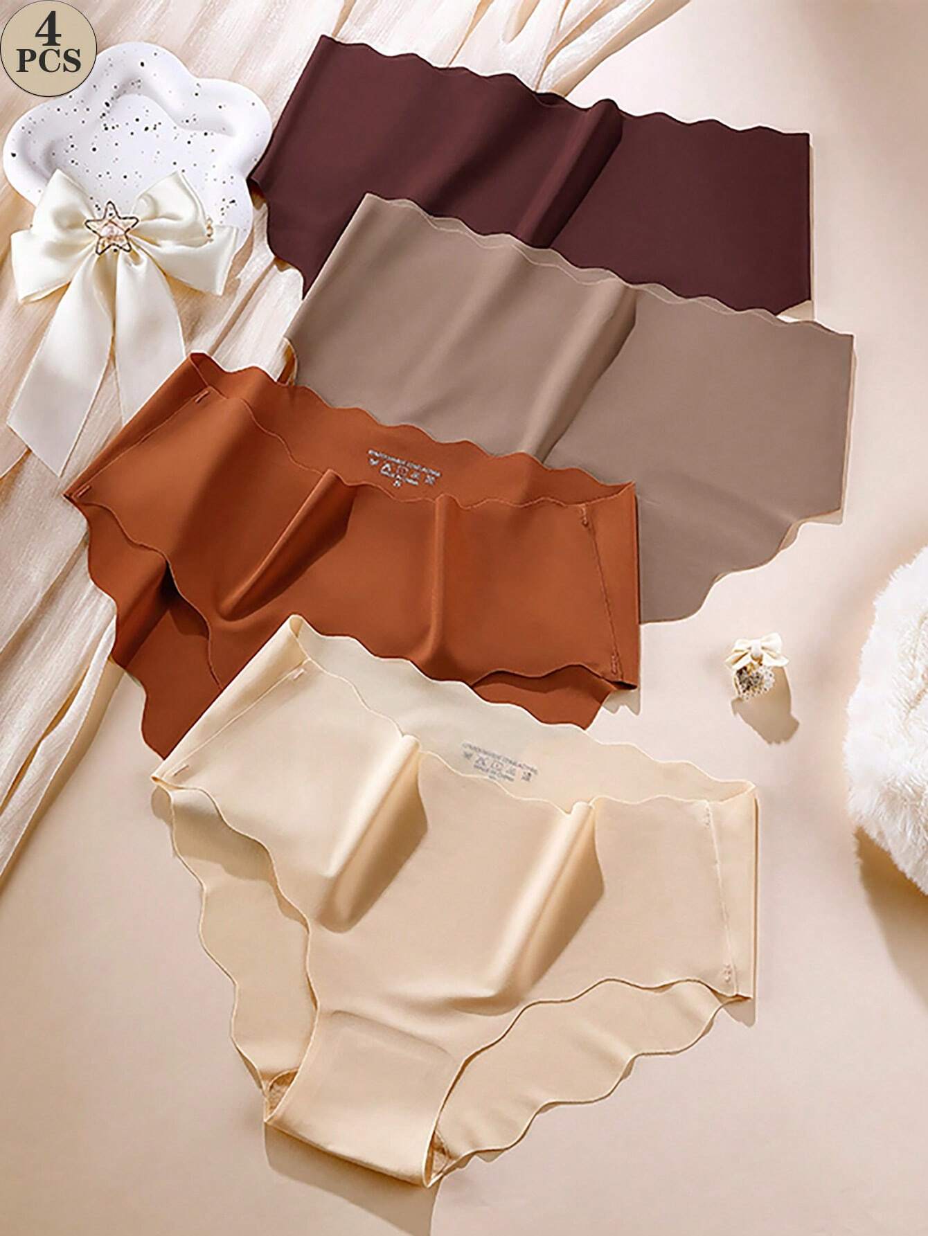 4pcs High Quality Plus Size Seamless Ice Silk Women's Underwear