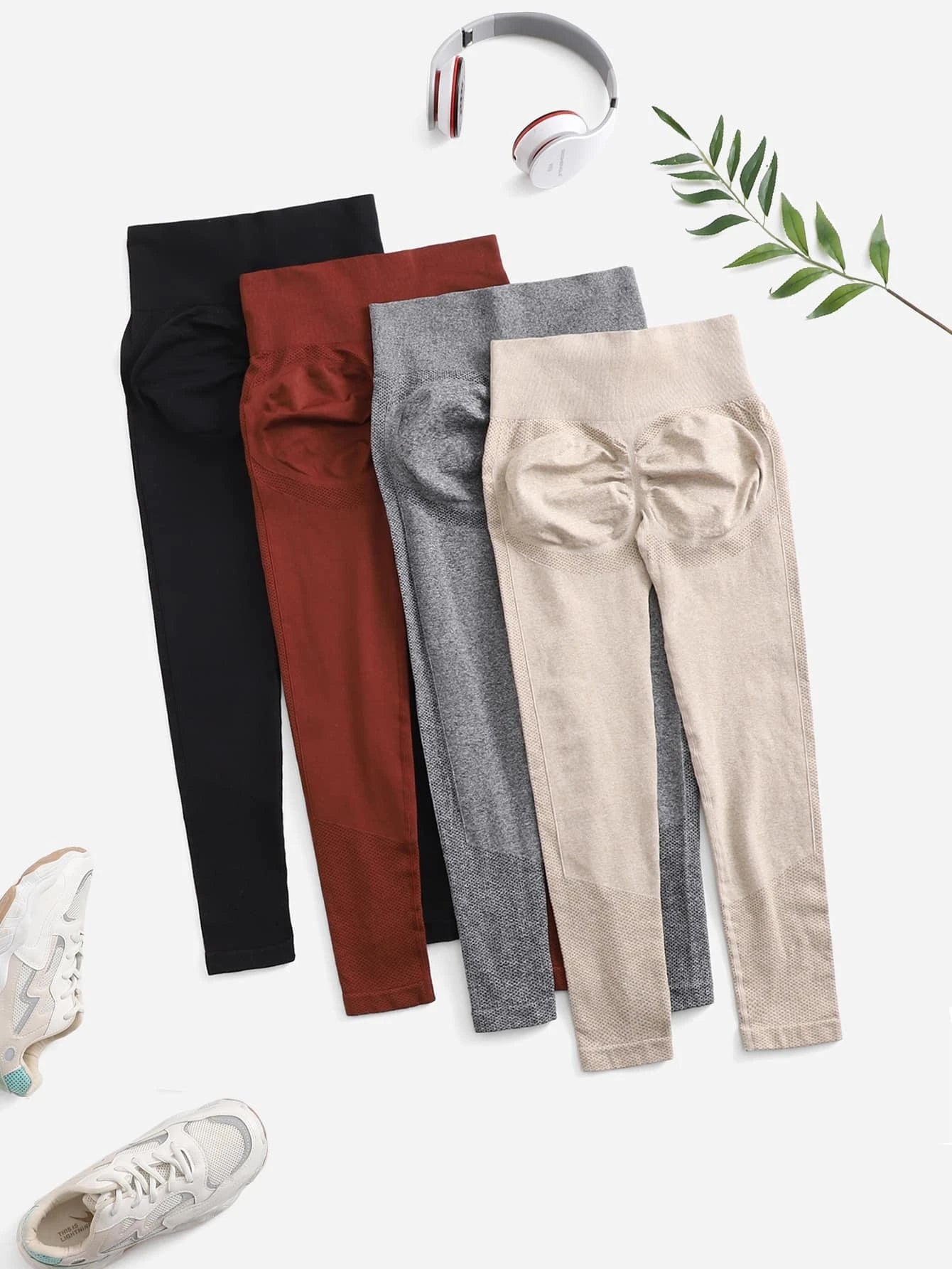 Yoga Basic 4pcs Seamless Wide Waistband Sports Leggings