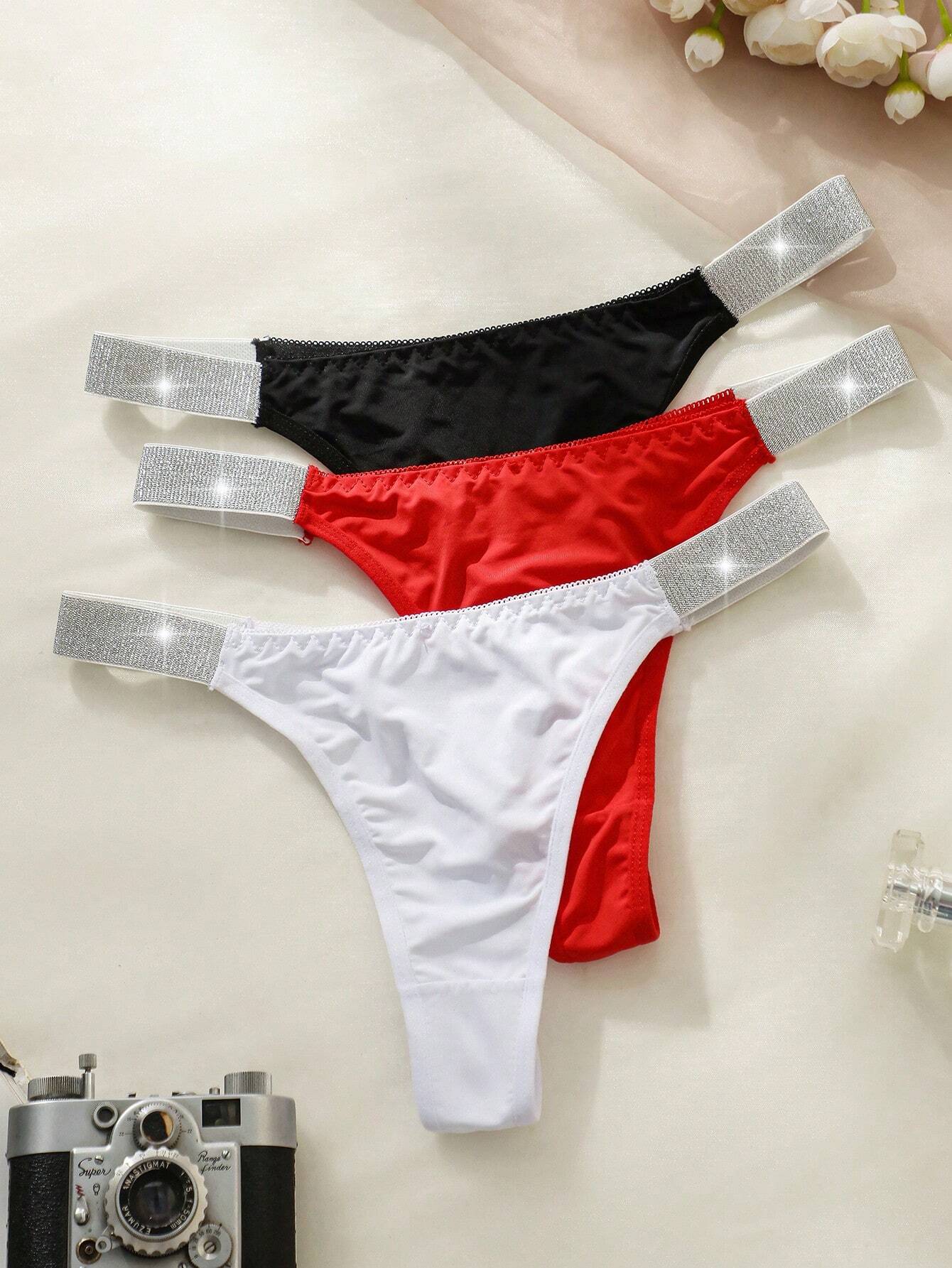 3pack Contrast Tape Thong Multicolor
