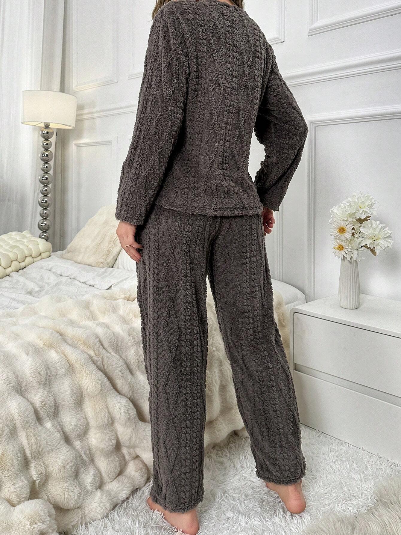 Bear Patched Flannel PJ Set / Pajama Set