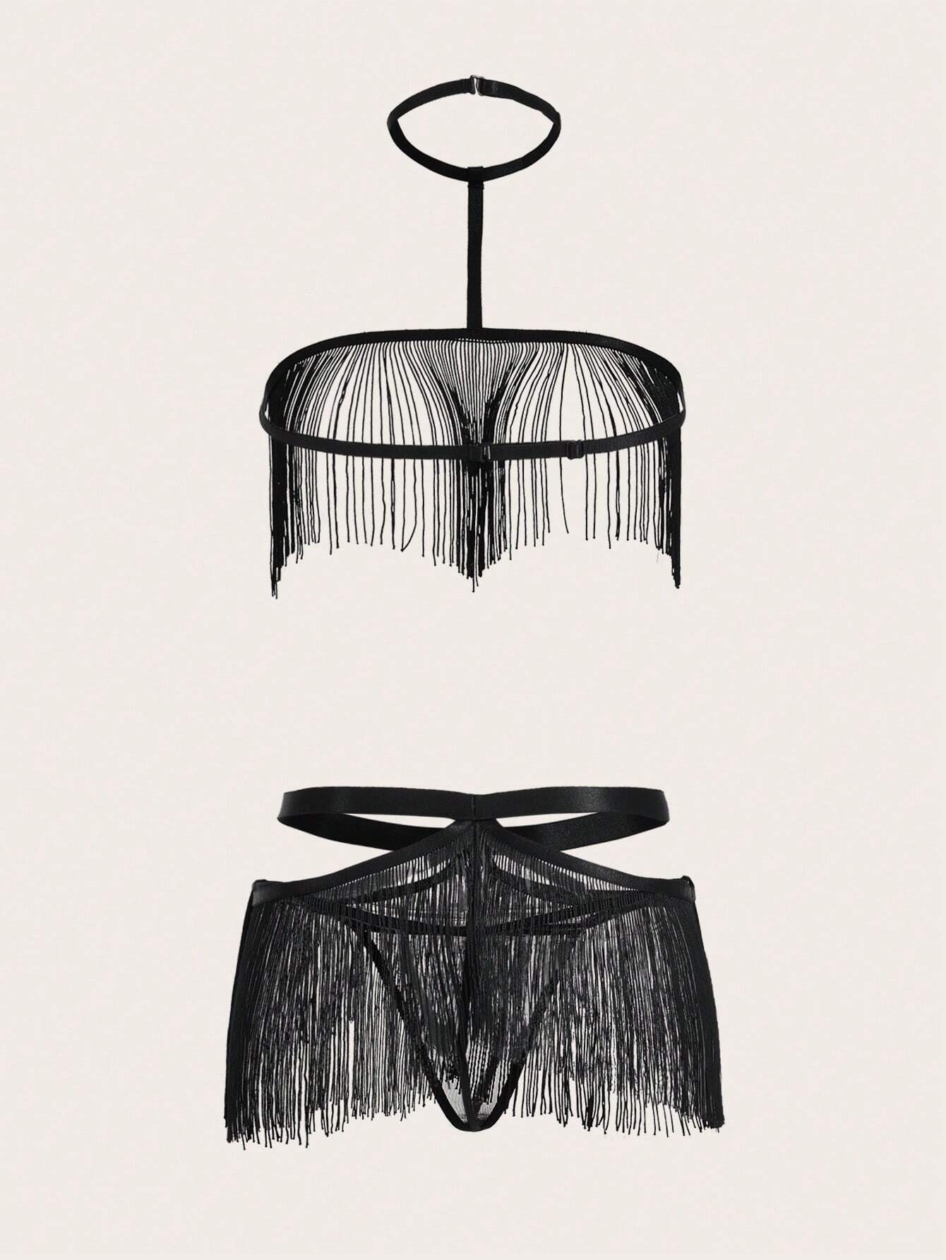 Fringe Hem Lingerie Set