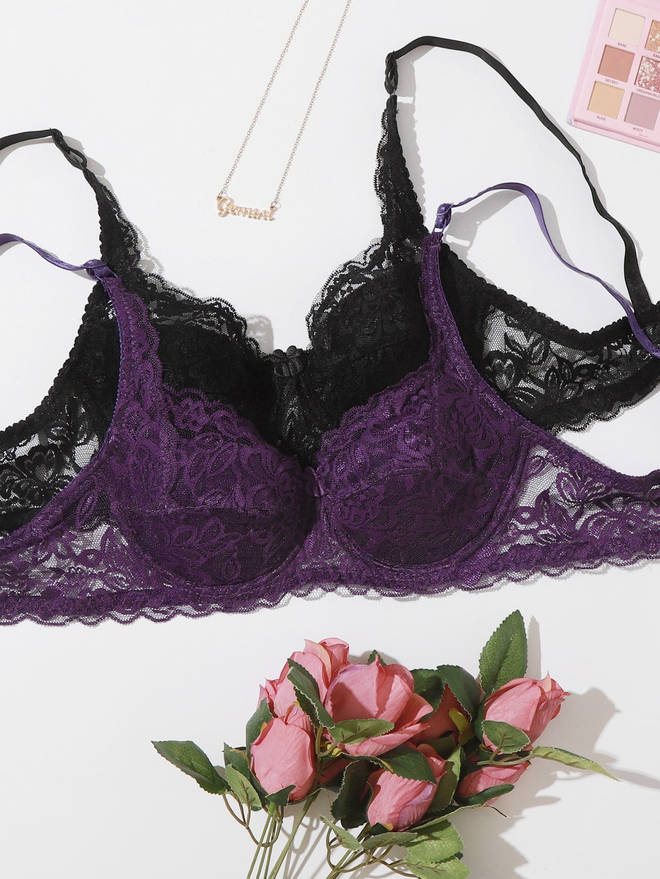 2pack Floral Lace Underwire Bra Set