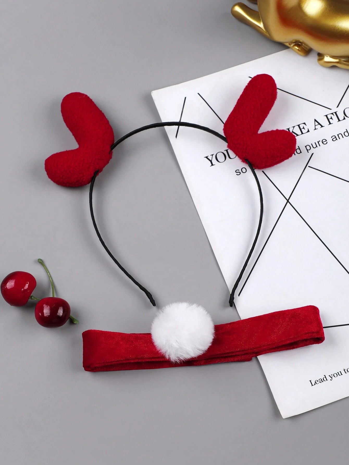 Sexy Lingerie, 7pc - Christmas Red Top + Short Skirt + T Pants + Headband + Armband *2 + Neck Ring