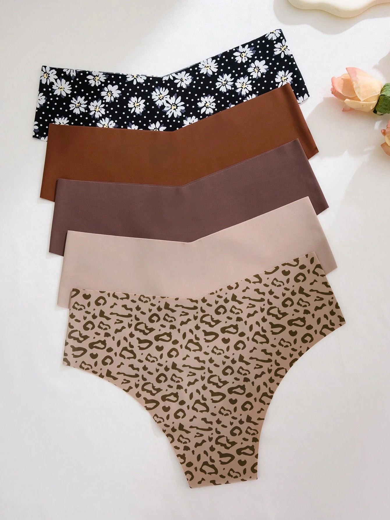 5pcs/Pack Women's Seamless Adhesive Breathable Sexy Bikini Briefs