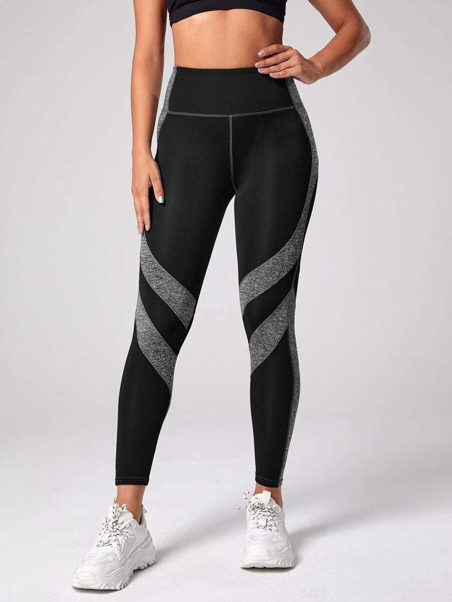 Two Tone Yoga Leggings Tummy Control Sports Tights