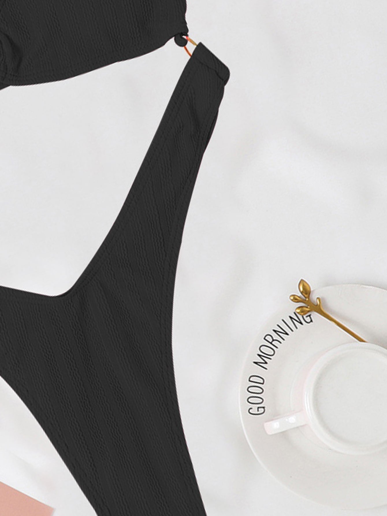 SHEIN Swim Y2GLAM Cut Out Ring Linked One Shoulder One Piece Swimsuit