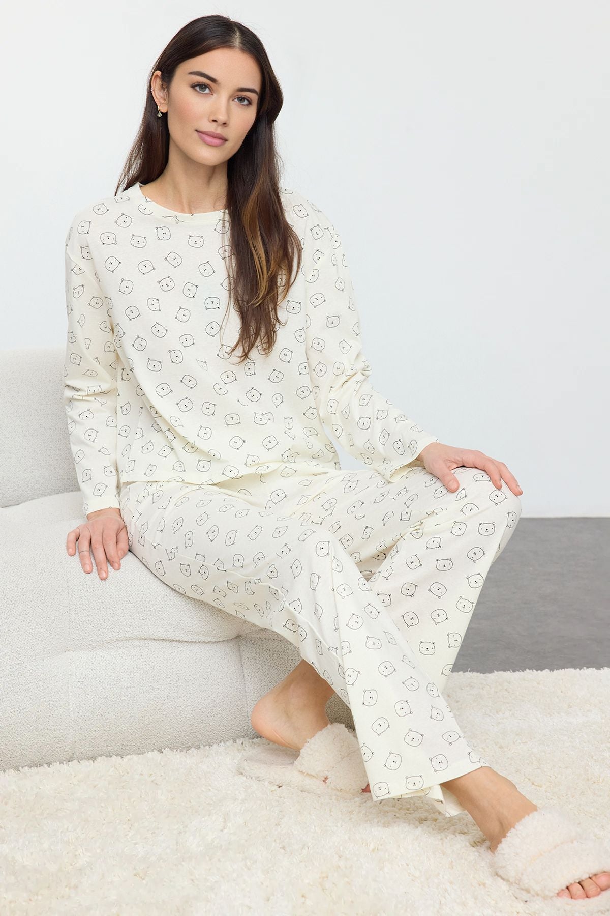 Knitted Sleepwear Set with Teddy Bear