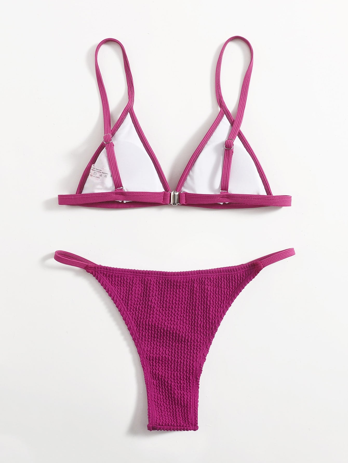 Contrast Binding Triangle Thong Bikini Swimsuit