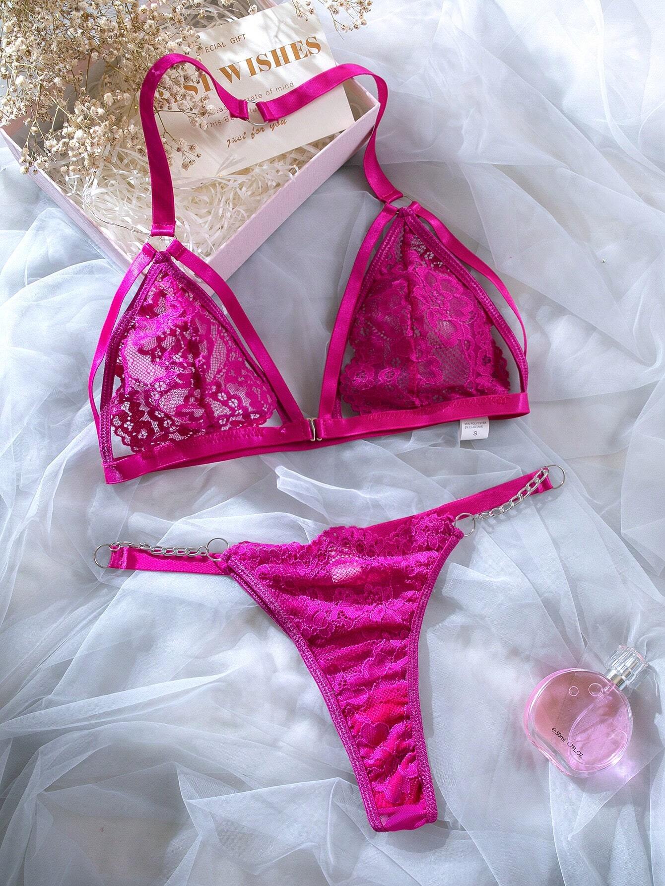 Classic Sexy Floral Lace Harness Lingerie Set