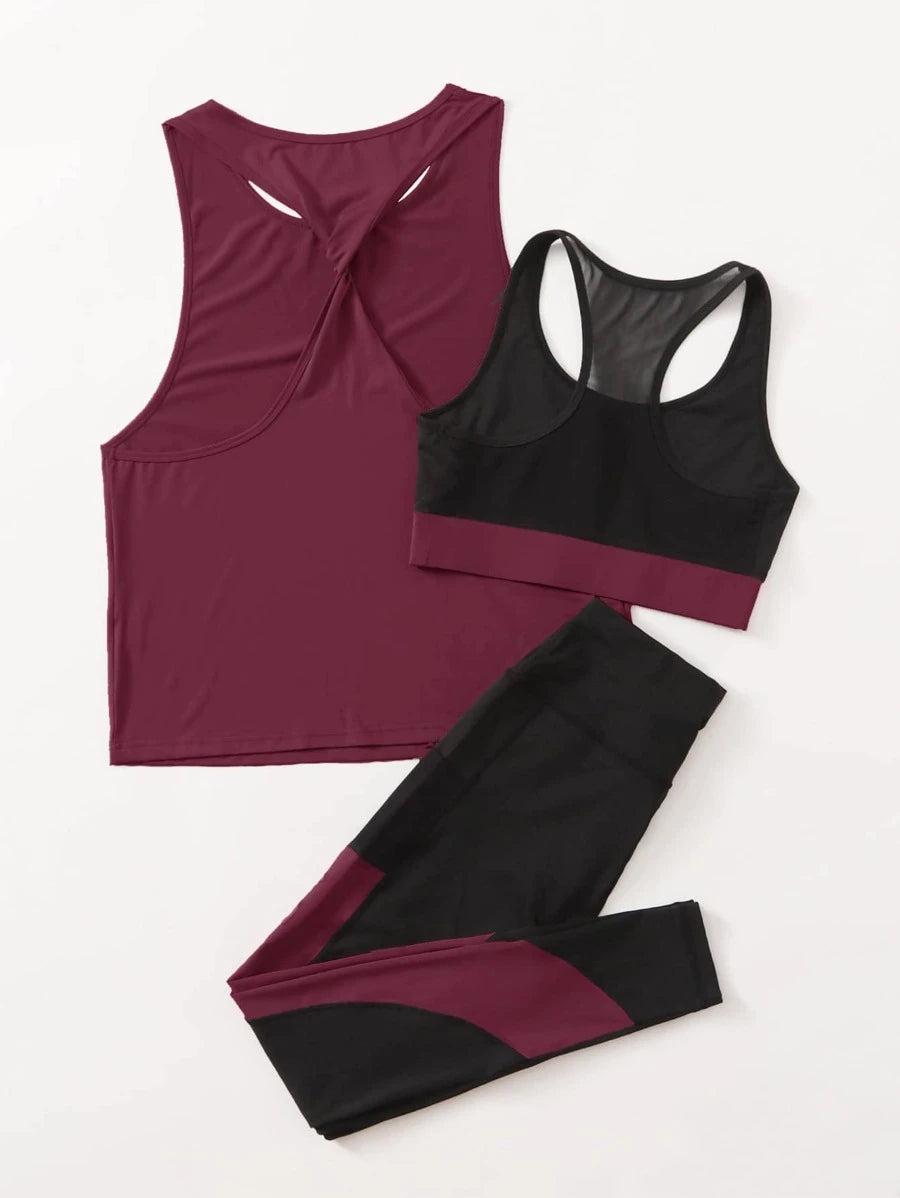 3pcs Colorblock Sports Set