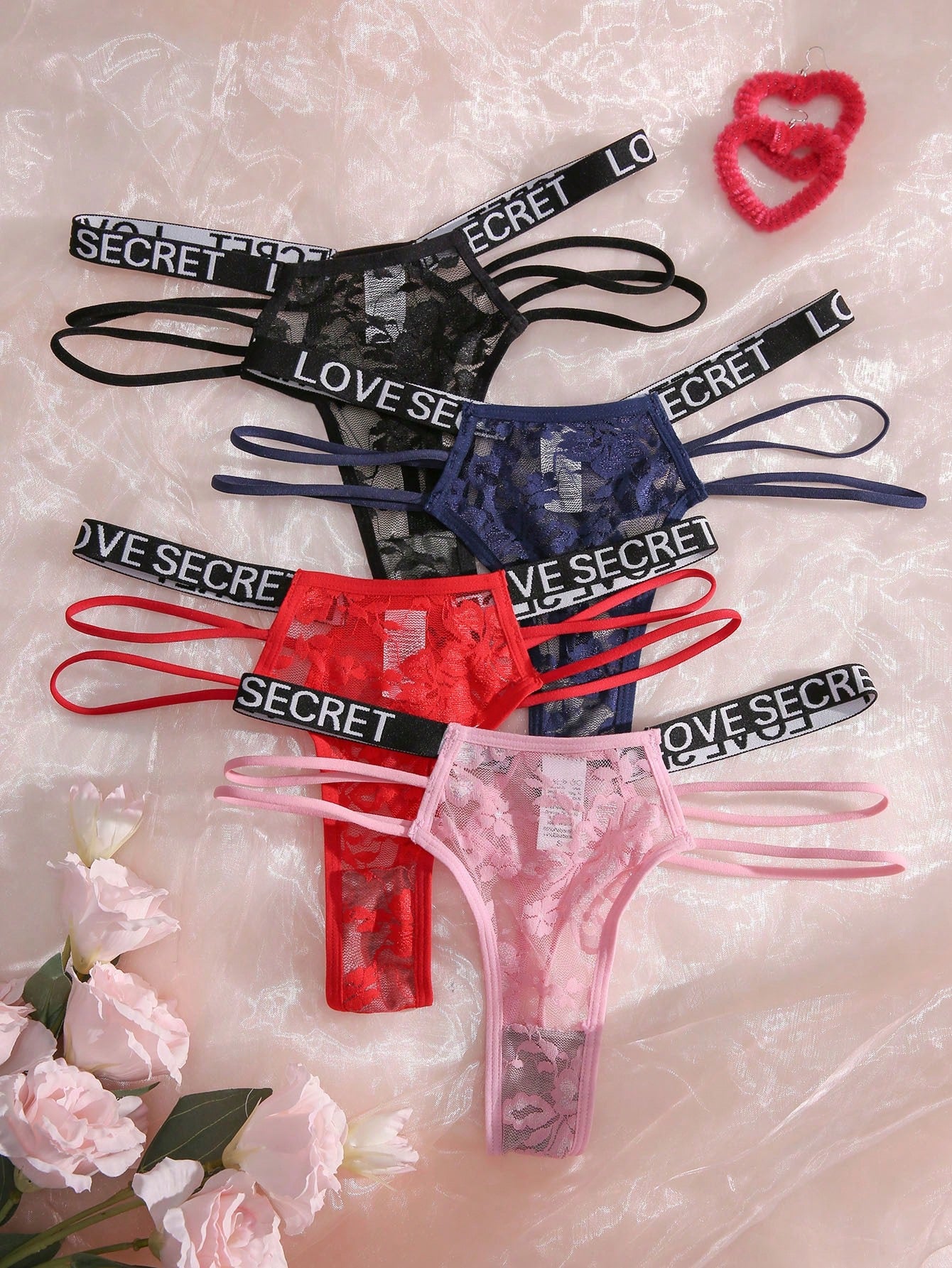 4pack Floral Lace Letter Tape Panty S Multicolor 3