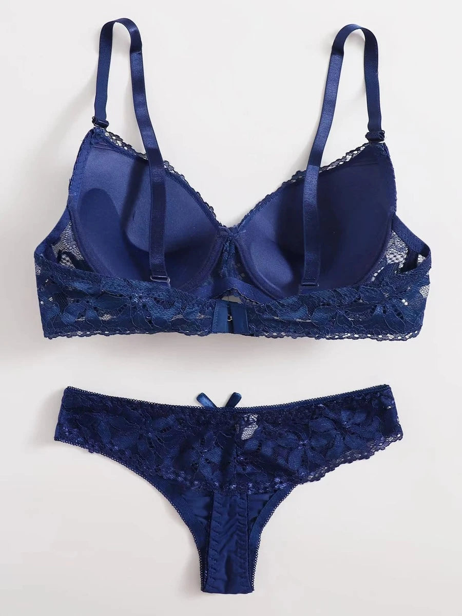 Floral Lace Underwire Lingerie Set