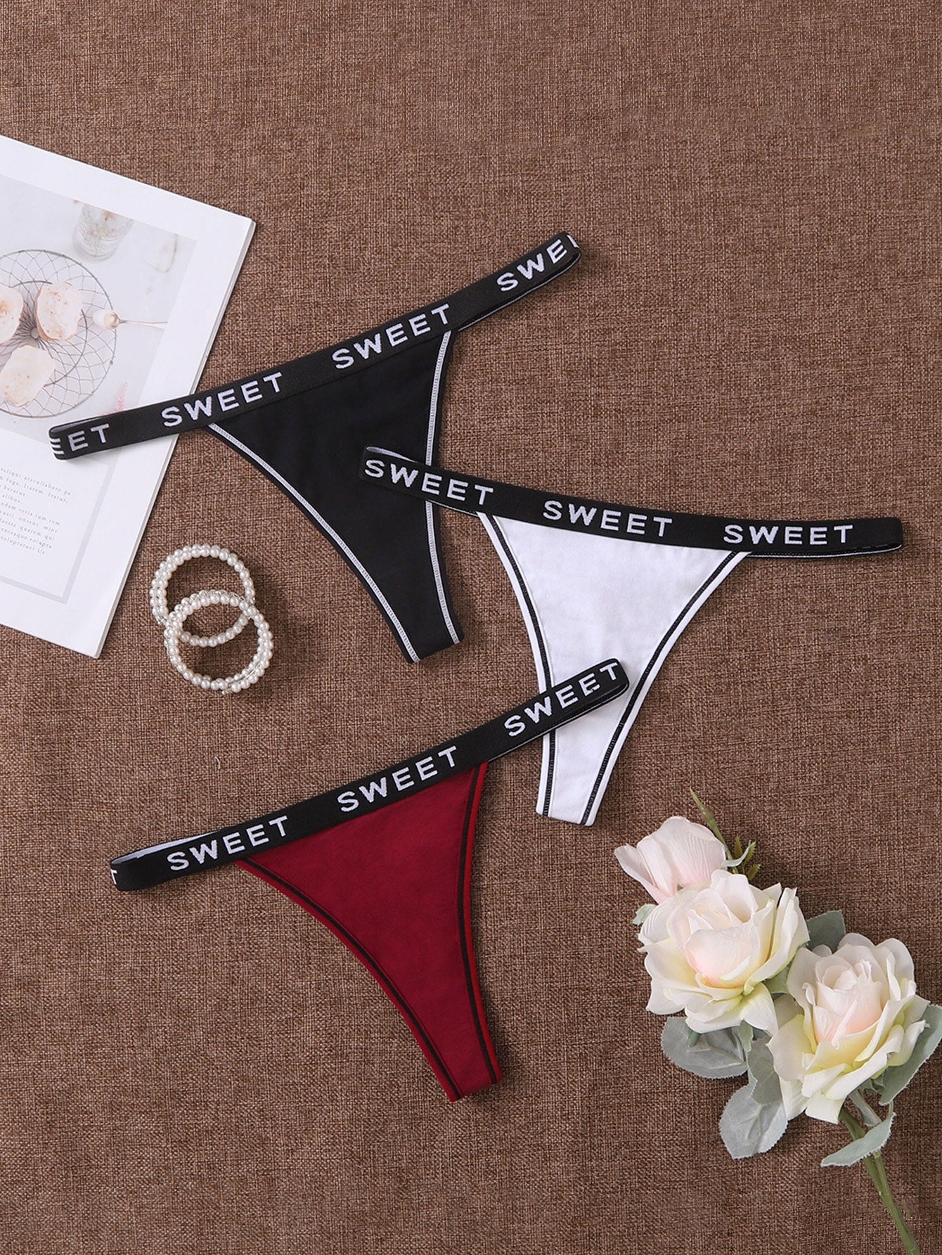 3pack Letter Tape Panty Set