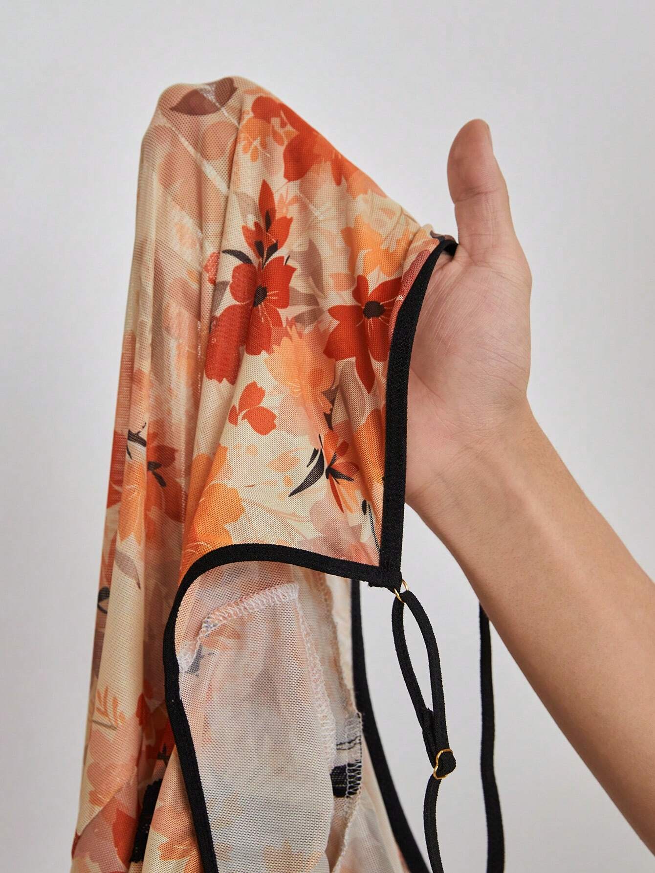 Lace Trimmed High Slit Hem Sleepwear Dress