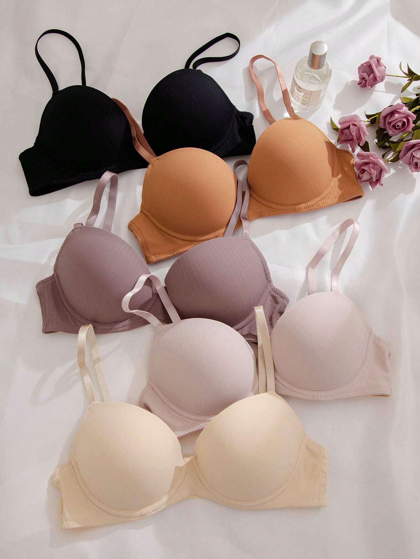 Underwear&amp;Sleepwear Basics 5pcs Solid Underwire Bra
