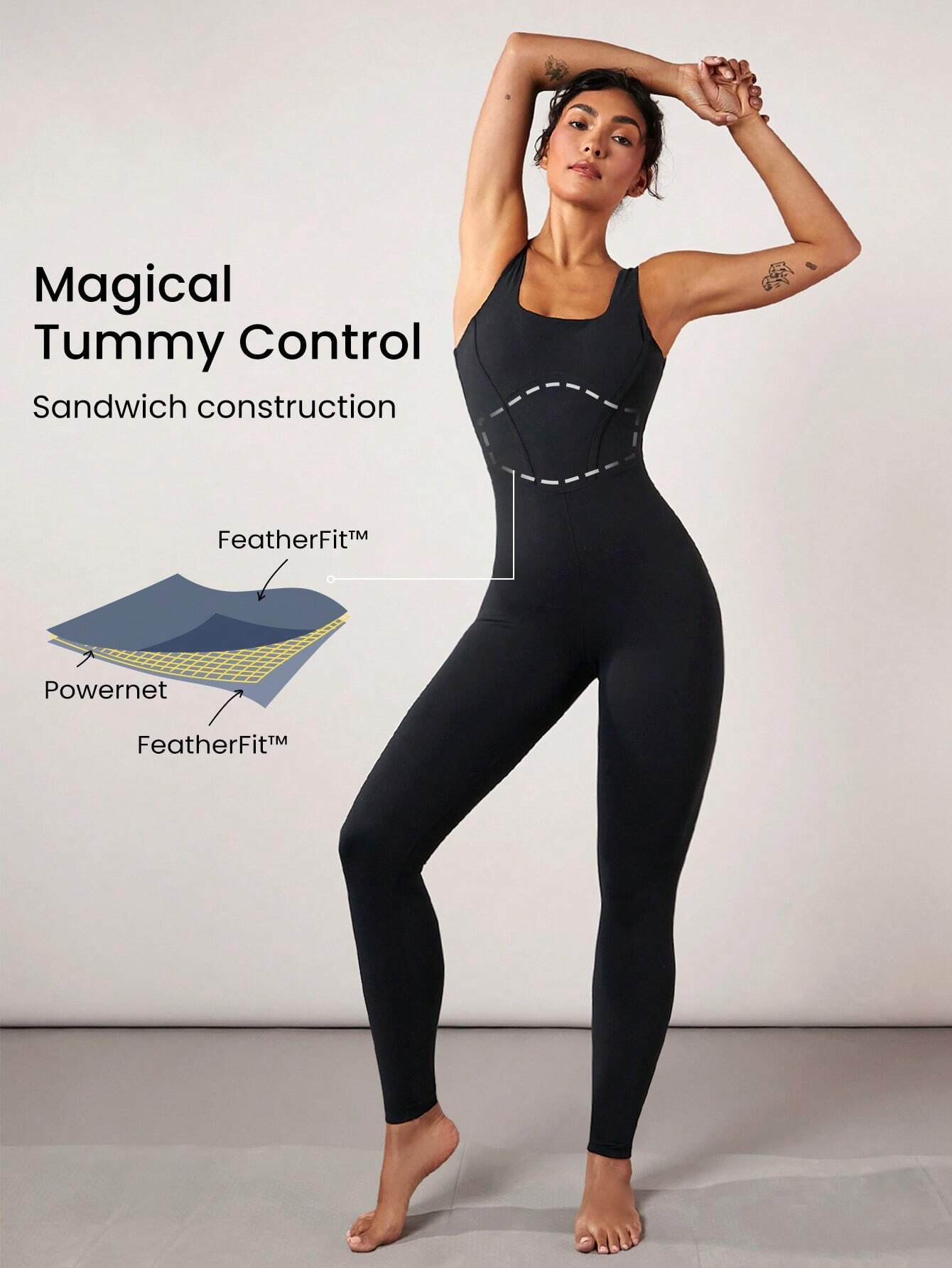 GLOWMODE 25" FeatherFit™ Tummy Control Gym Bodysuit
