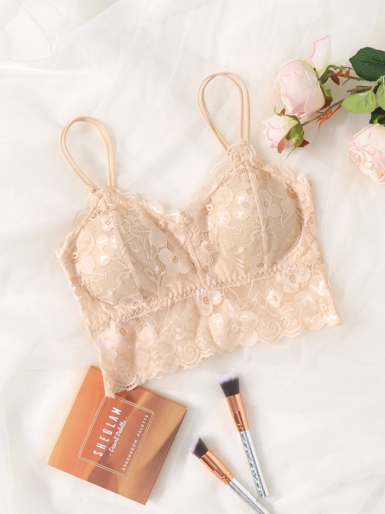 Floral Lace Bralette S Apricot
