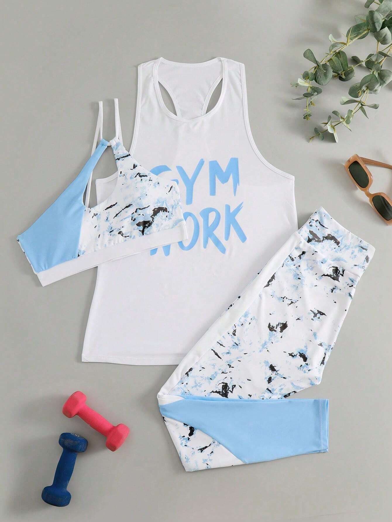 Yoga Trendy Letter Graphic Sports Set Workout Set