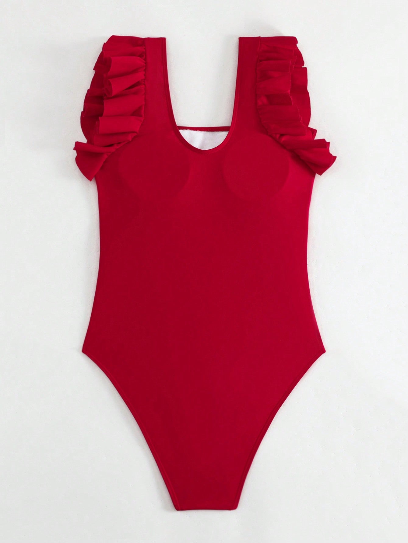 View Outfits SHEIN SHEIN Swim Chicsea Ruffle Trim Ruched Bust One Piece Swimsuit