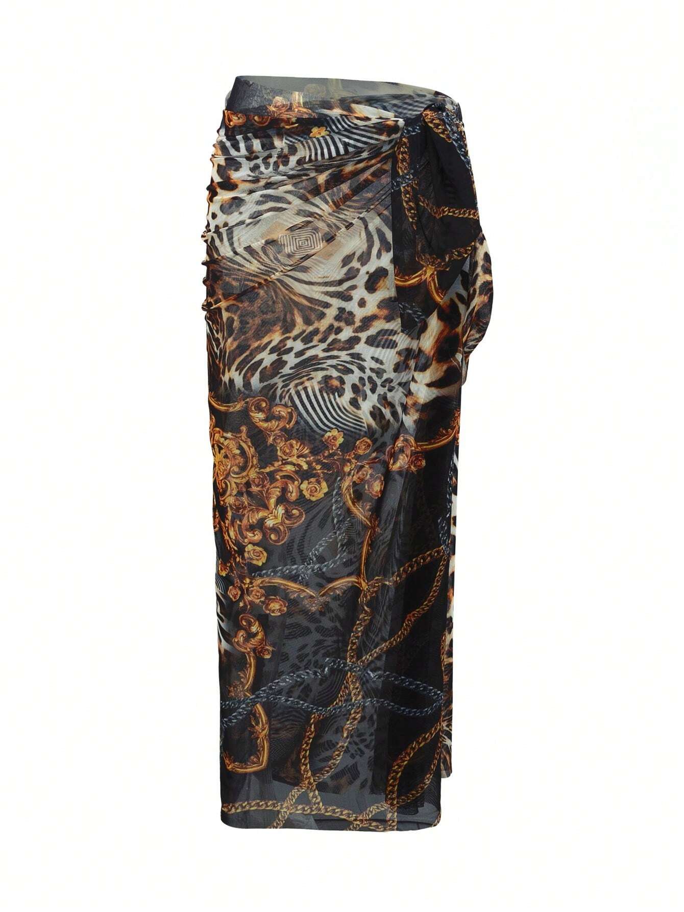 Swim Oasis Women's Baroque Printed Sexy Bikini Set For Vacation With Cover-Up Shirt And Skirt